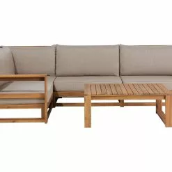 Beliani Loungeset 4-zits Acaciahout Taupe TIMOR