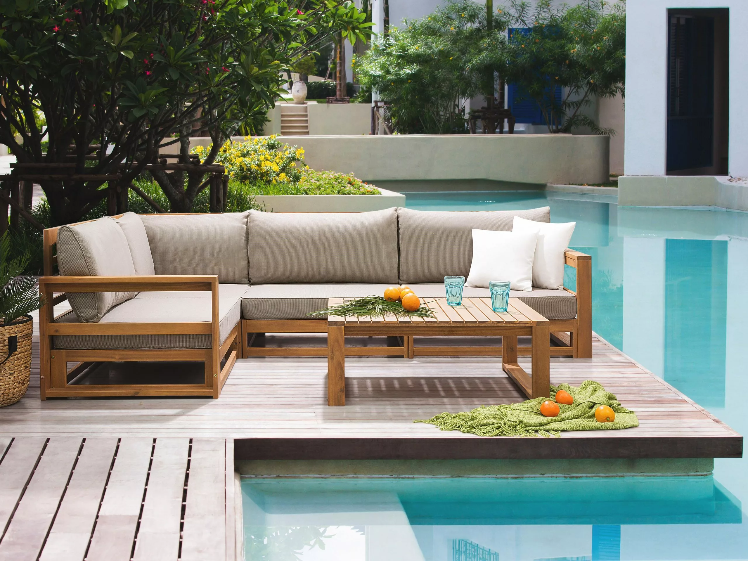 Beliani Loungeset 5-zits Acaciahout Bruin TIMOR - Afbeelding 2