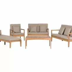 Beliani Loungeset 7-zits Acaciahout Grijs PATAJA