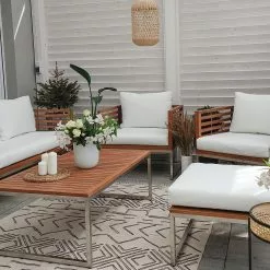 Beliani Loungeset 4-zits Acaciahout Wit BERMUDA -Exporteren Stoelen Winkel undef src sa picid 803312 type whitesh image 1 scaled