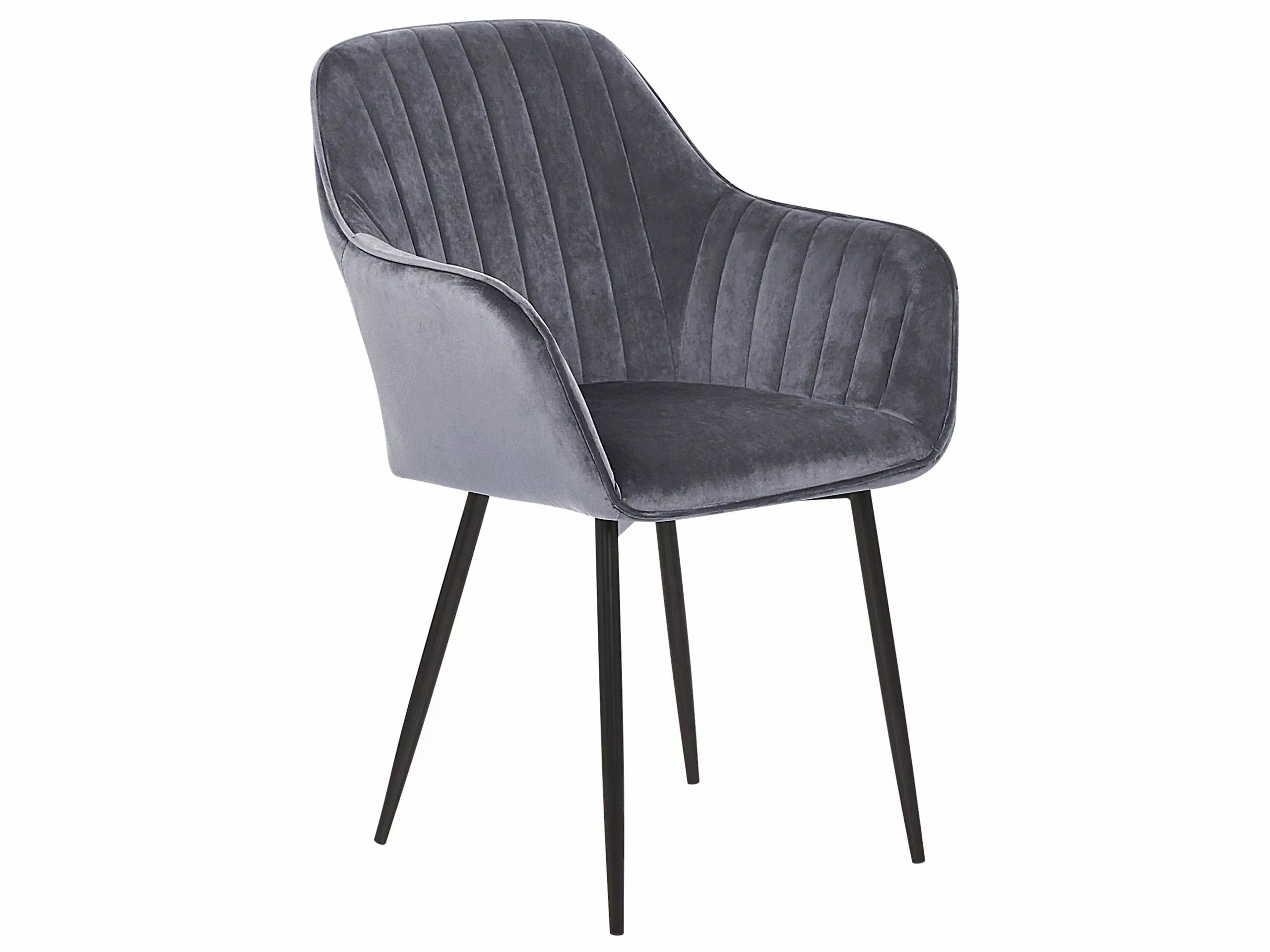 Beliani Eetkamerstoel Set Van 2 Fluweel Grijs WELLSTON - Afbeelding 3