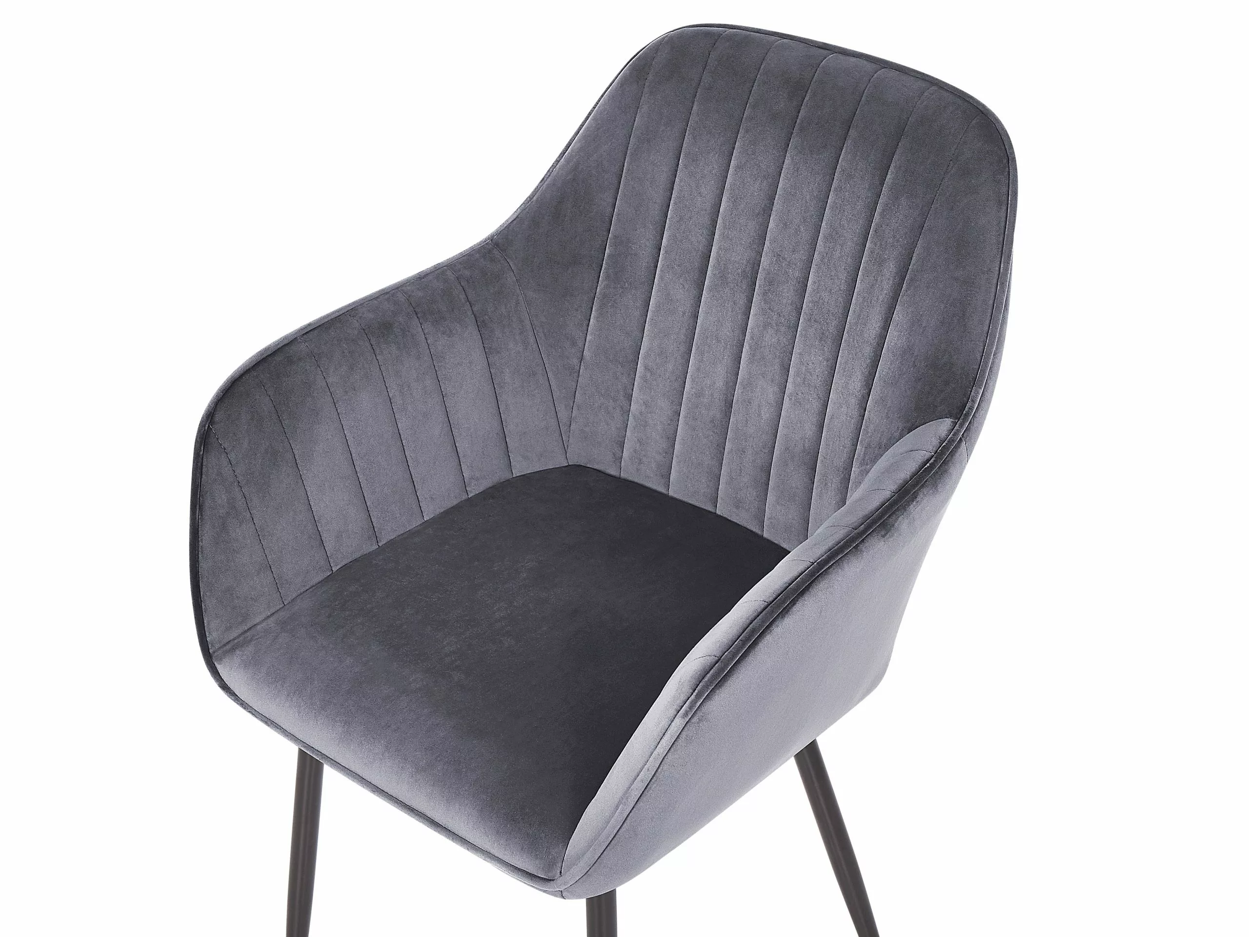 Beliani Eetkamerstoel Set Van 2 Fluweel Grijs WELLSTON - Afbeelding 6