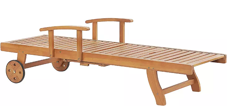 Beliani Ligstoel Acaciahout Crème JAVA - Afbeelding 6