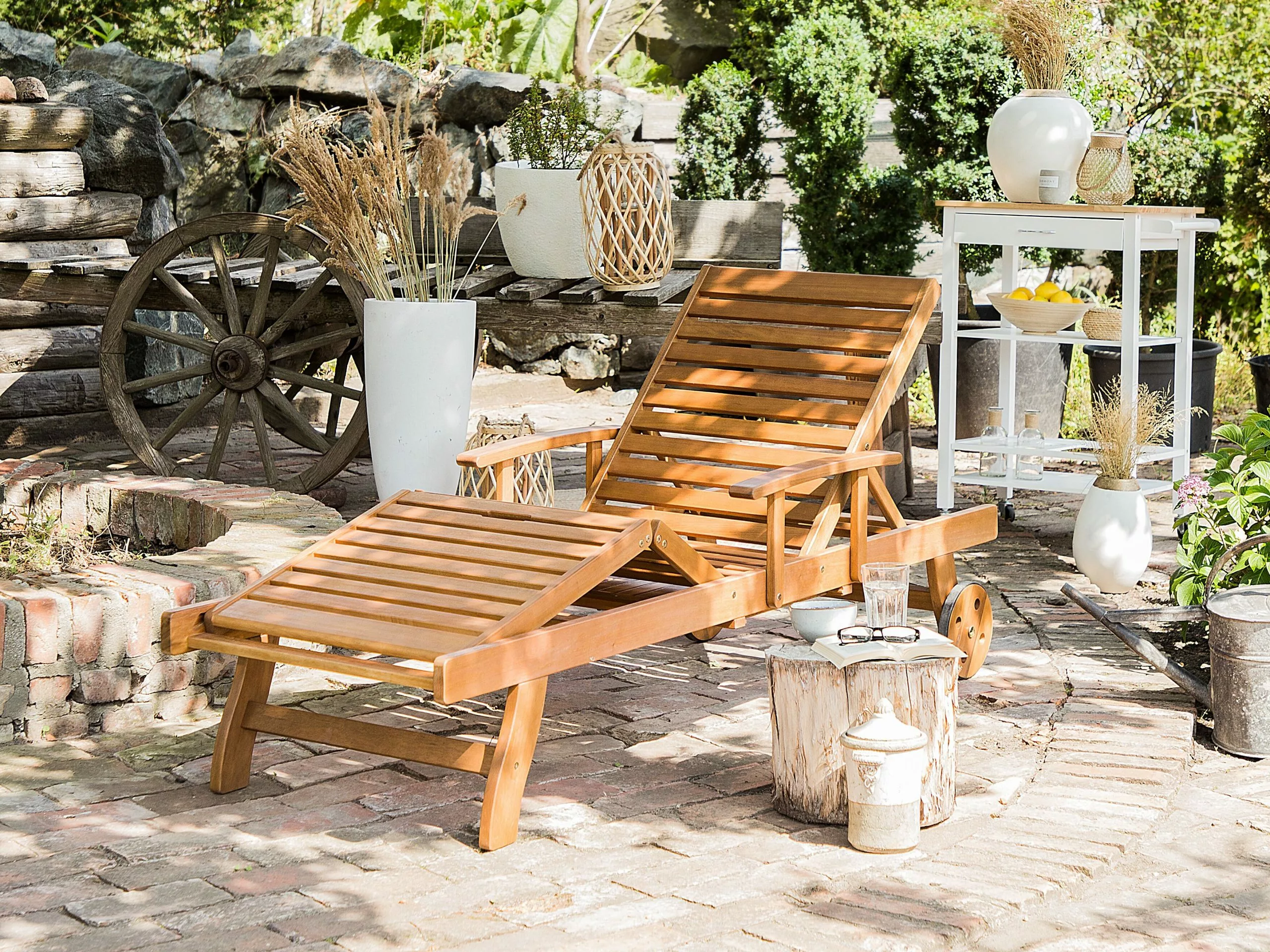 Beliani Ligstoel Hout Terracotta JAVA 5 Beliani Ligstoel Hout Terracotta JAVA - Afbeelding 3