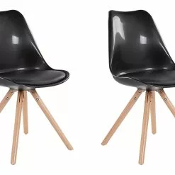 Beliani Eetkamerstoel Set Van 2 Kunststof Zwart DAKOTA