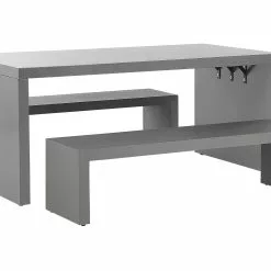 Beliani Tuinset U-vormig 2 Banken Betonlook Grijs TARANTO