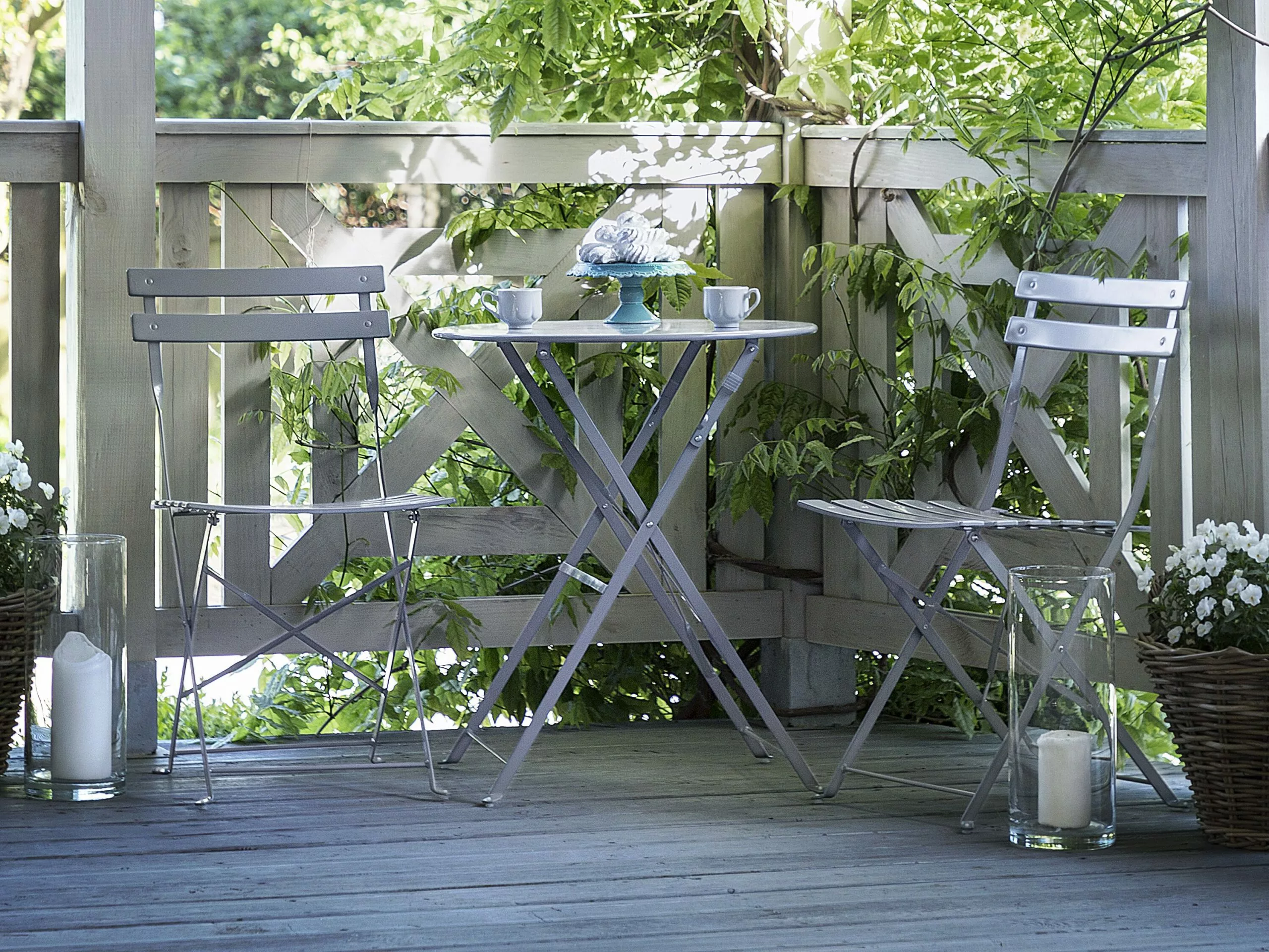 Beliani Balkonset Metaal Grijs FIORI - Afbeelding 2