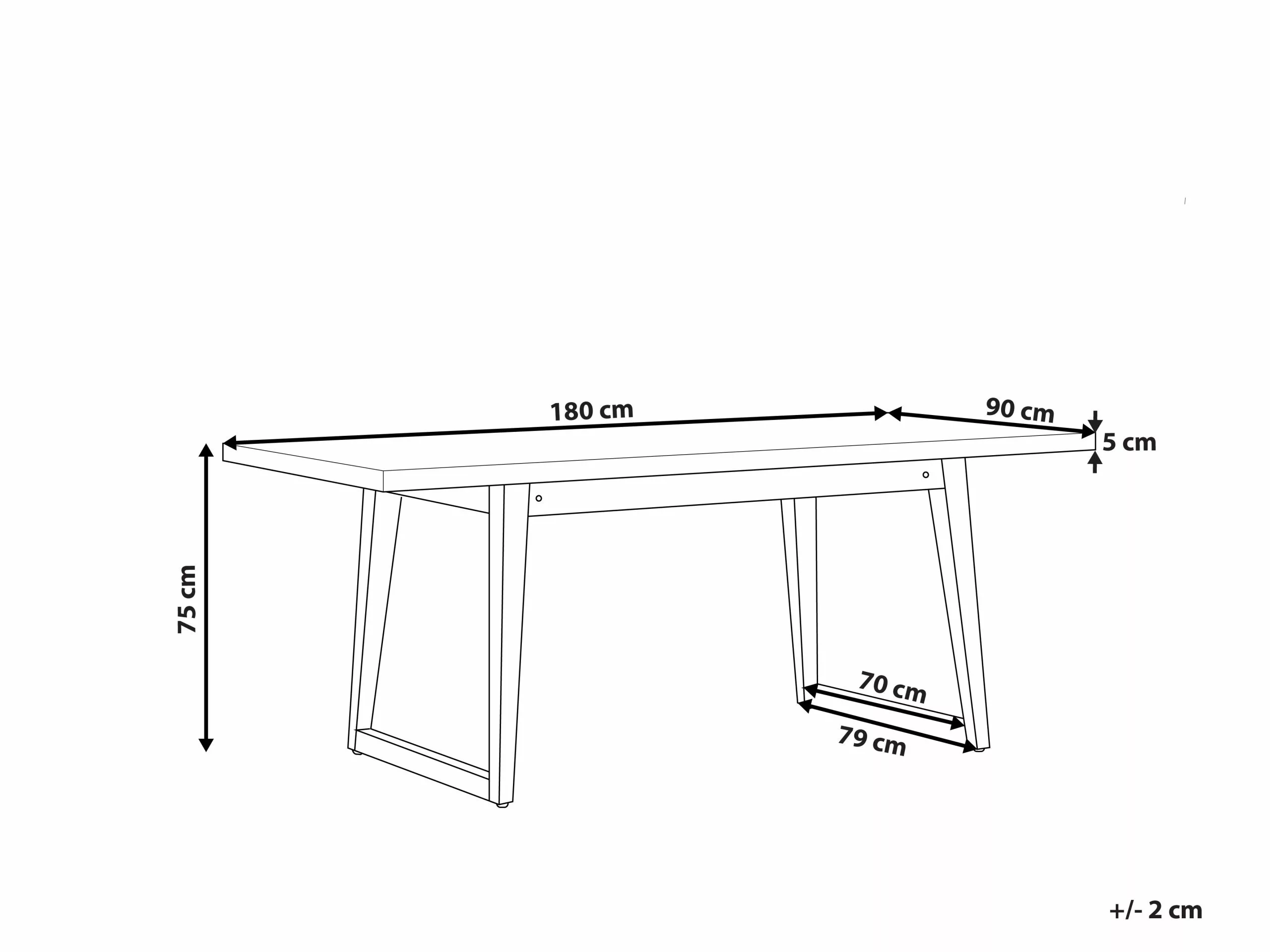 Beliani Tuintafel Acaciahout Betonlook Grijs/lichtbruin 180 X 90 Cm ORIA - Afbeelding 8