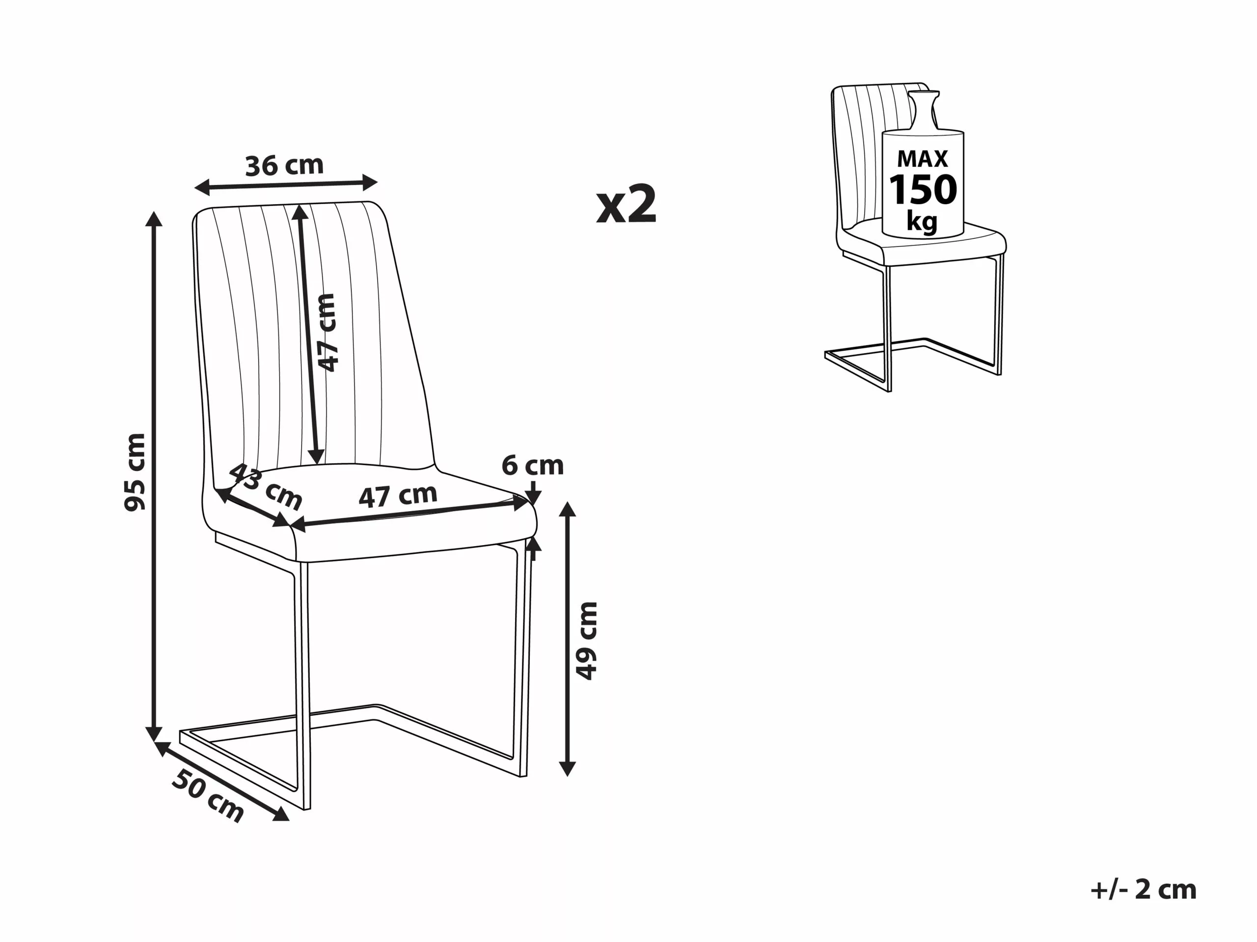 Beliani Eetkamerstoel Set Van 2 Fluweel Taupe LAVONIA 11 Beliani Eetkamerstoel Set Van 2 Fluweel Taupe LAVONIA - Afbeelding 9