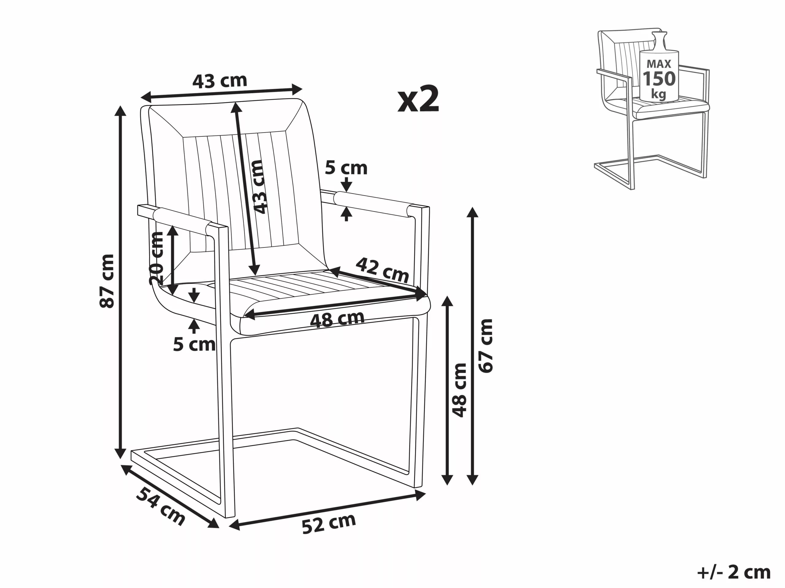 Beliani Eetkamerstoel Set Van 2 Kunstleer Bruin BRANDOL 11 Beliani Eetkamerstoel Set Van 2 Kunstleer Bruin BRANDOL - Afbeelding 9