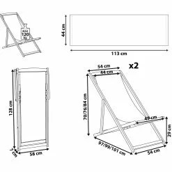 Beliani Ligstoel Set Van 2 Acaciahout Stof Lichtbruin/meerkleurig ANZIO -Exporteren Stoelen Winkel undef src sa picid 805889 type whitesh image scaled