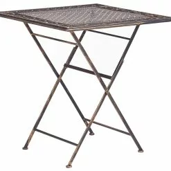 Beliani Tuintafel Inklapbaar Metaal Zwart 70 X 70 Cm BORMIO