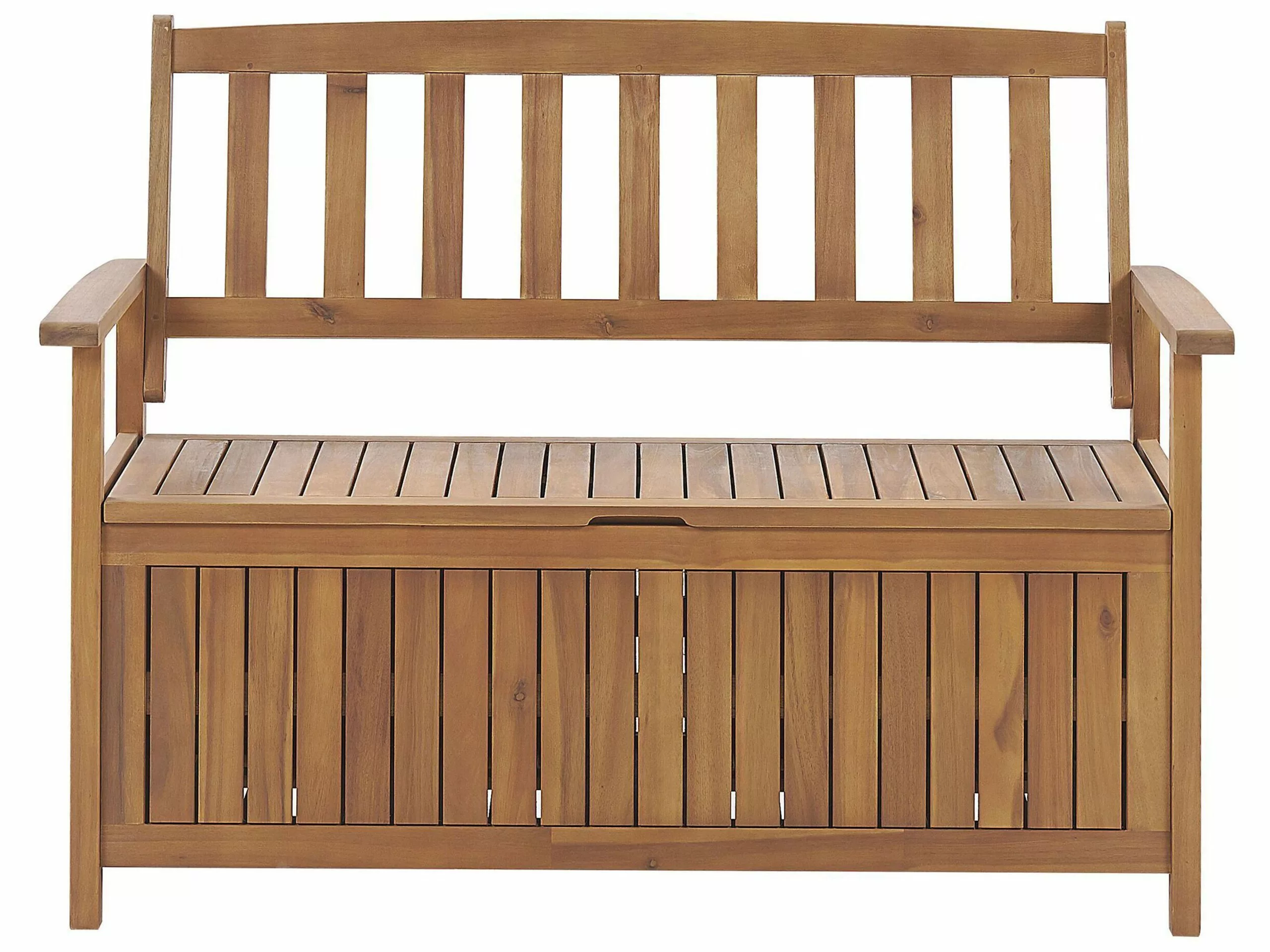 Beliani Tuinbank Met Opbergruimte Acaciahout Lichtbruin SOVANO - Afbeelding 3