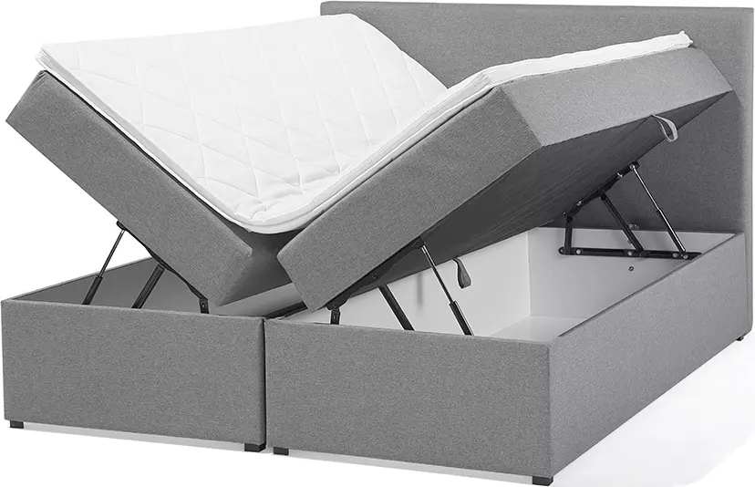 Beliani Boxspring Stof Grijs Met Opbergruimte In Diverse Formaten SENATOR - Afbeelding 7