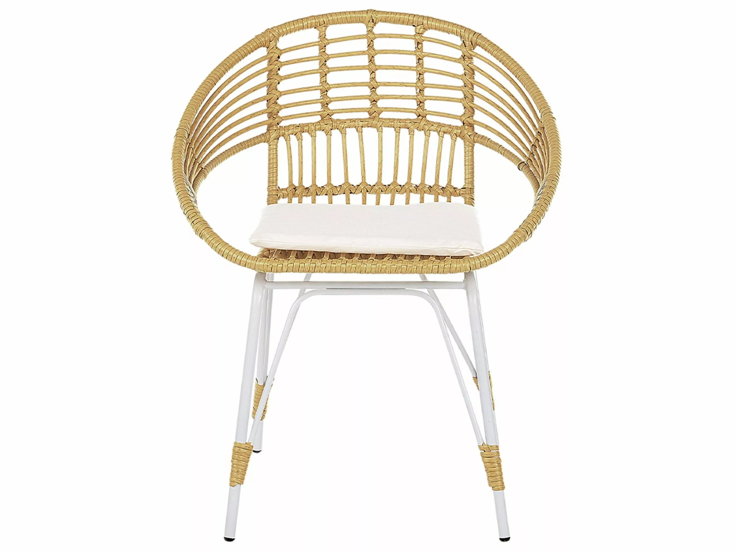 Beliani Balkonset Kunststof Rotan Natuurlijk/wit PELLARDO - Afbeelding 7