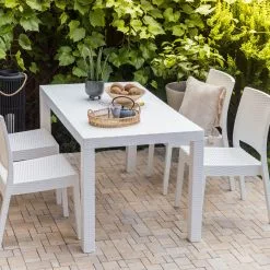 Beliani Tuintafel Wicker Wit 140 X 80 Cm FOSSANO -Exporteren Stoelen Winkel undef src sa picid 807692 type color image scaled