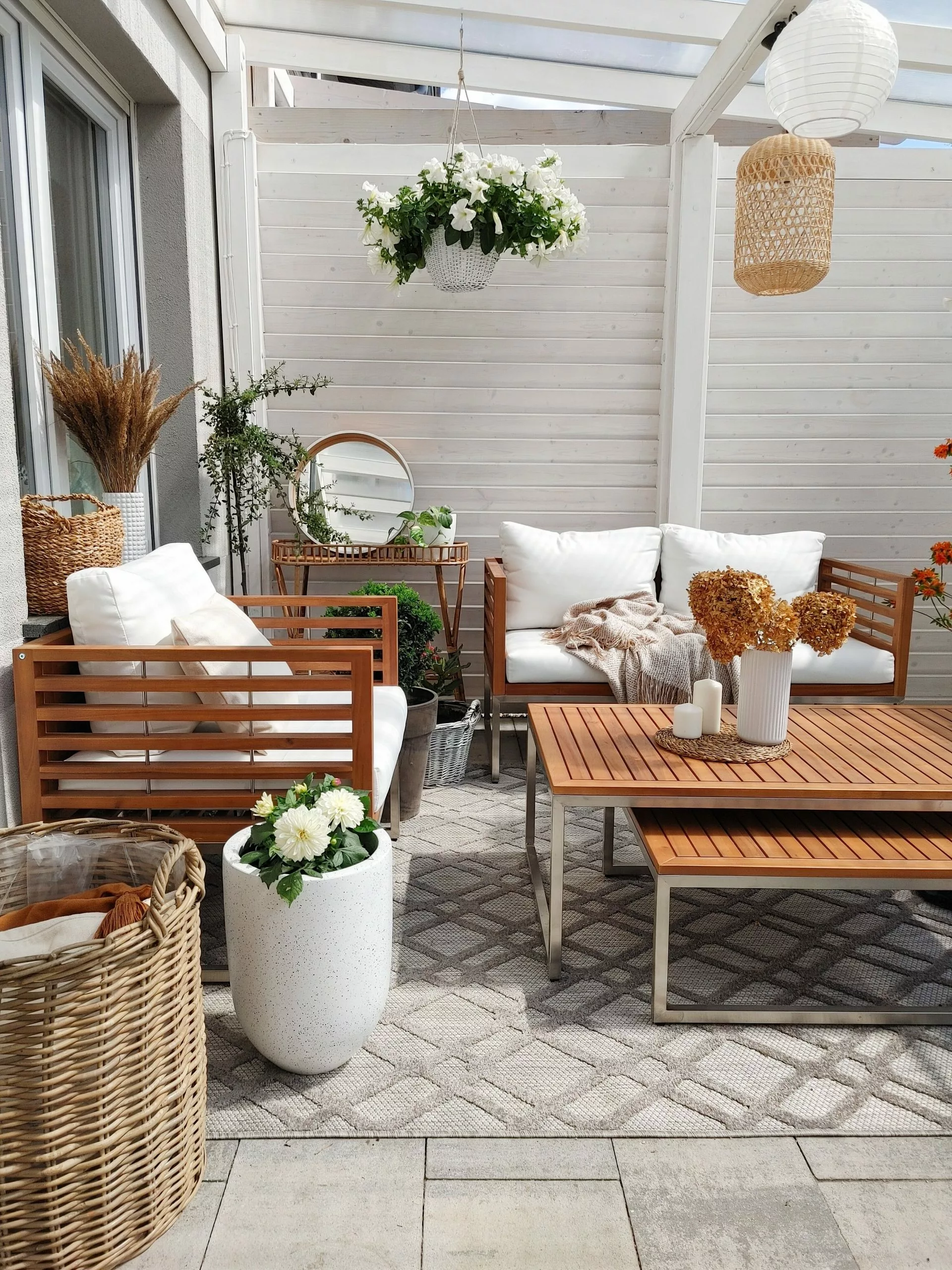 Beliani Loungeset 4-zits Acaciahout Wit BERMUDA - Afbeelding 6