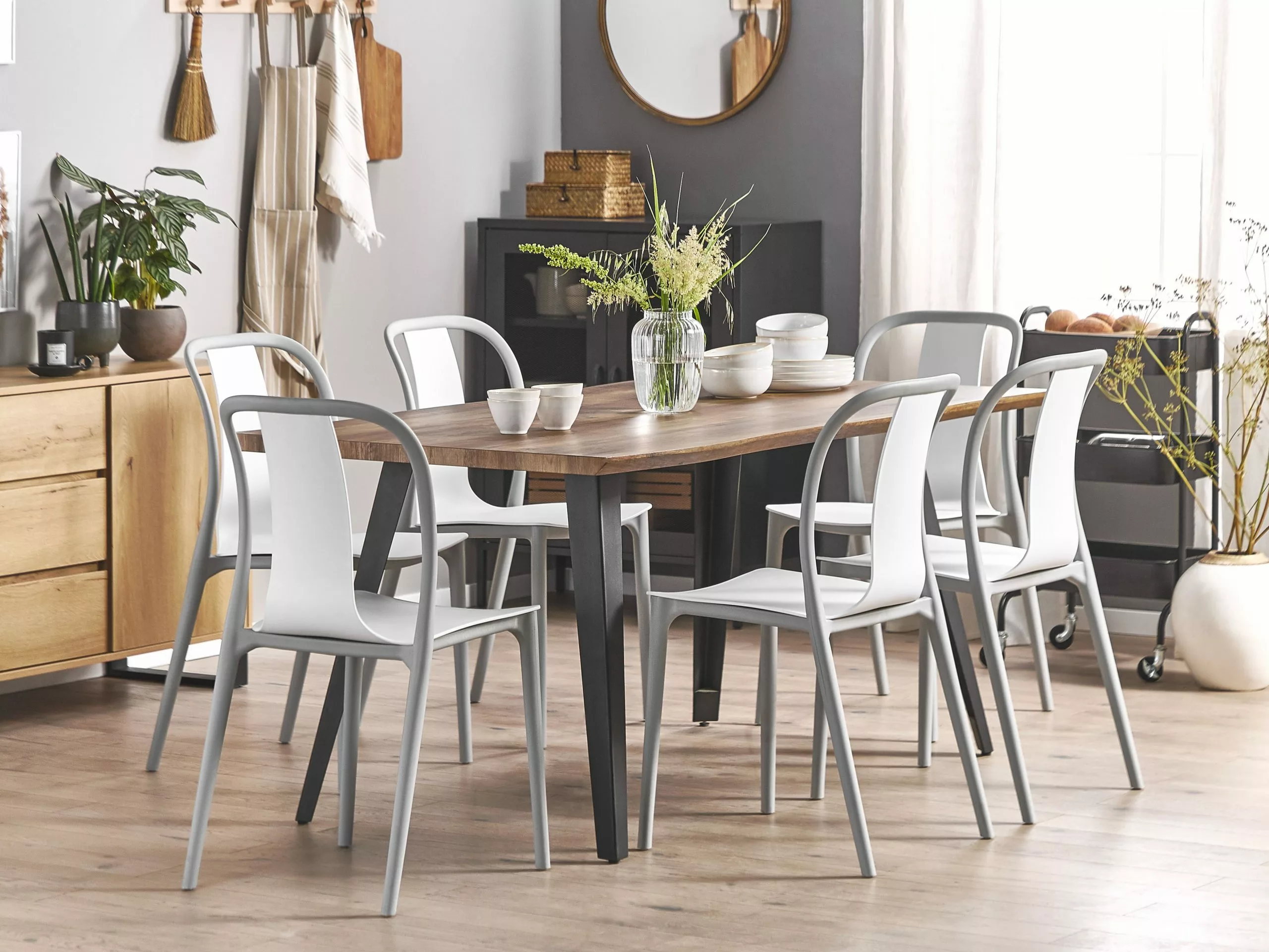 Beliani Tuinstoel Set Van 6 Kunststof Grijs/wit SPEZIA 6 Beliani Tuinstoel Set Van 6 Kunststof Grijs/wit SPEZIA - Afbeelding 4