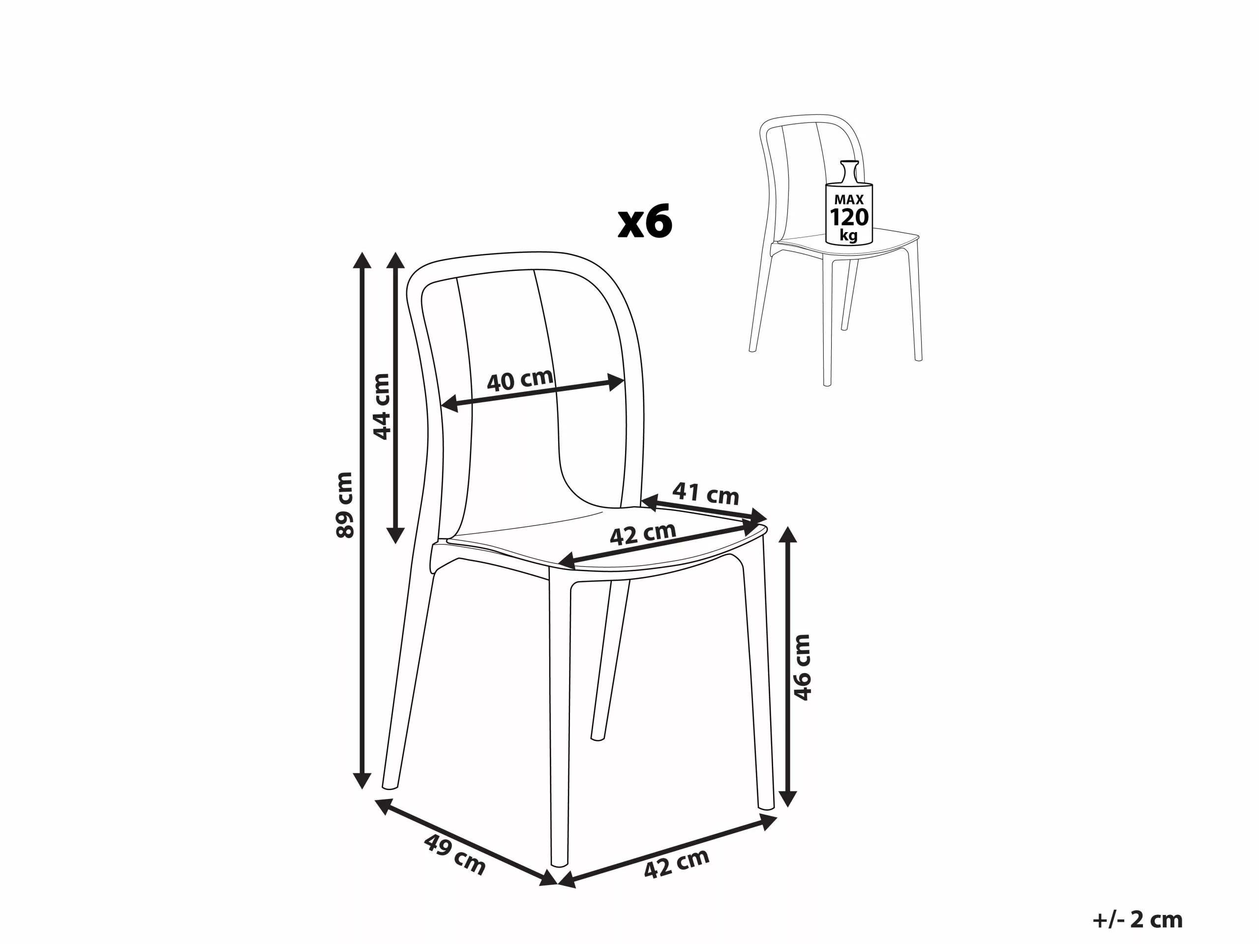 Beliani Tuinstoel Set Van 6 Kunststof Grijs/wit SPEZIA 12 Beliani Tuinstoel Set Van 6 Kunststof Grijs/wit SPEZIA - Afbeelding 10