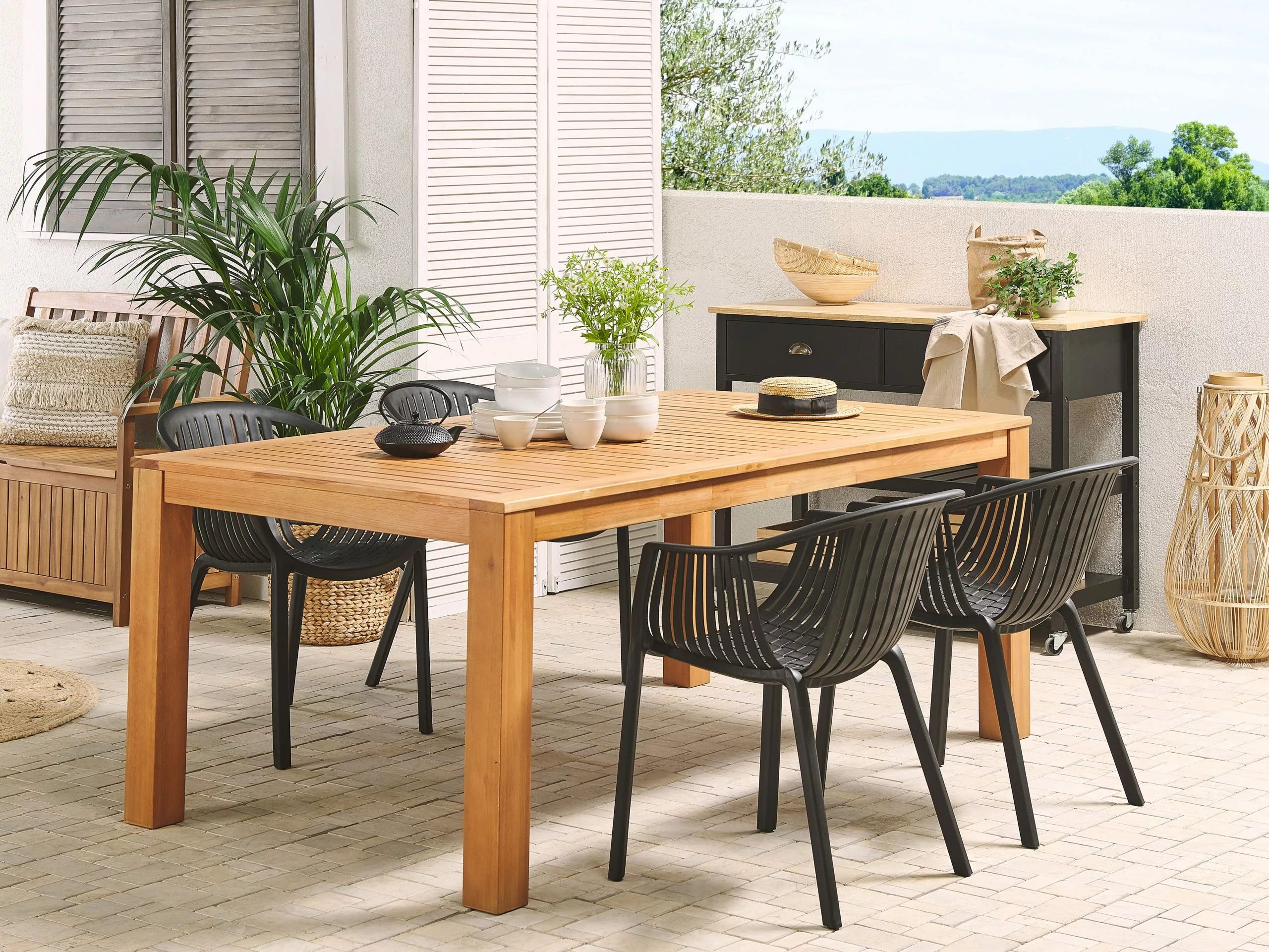 Beliani Tuinstoel Set Van 4 Kunststof Zwart NAPOLI - Afbeelding 2