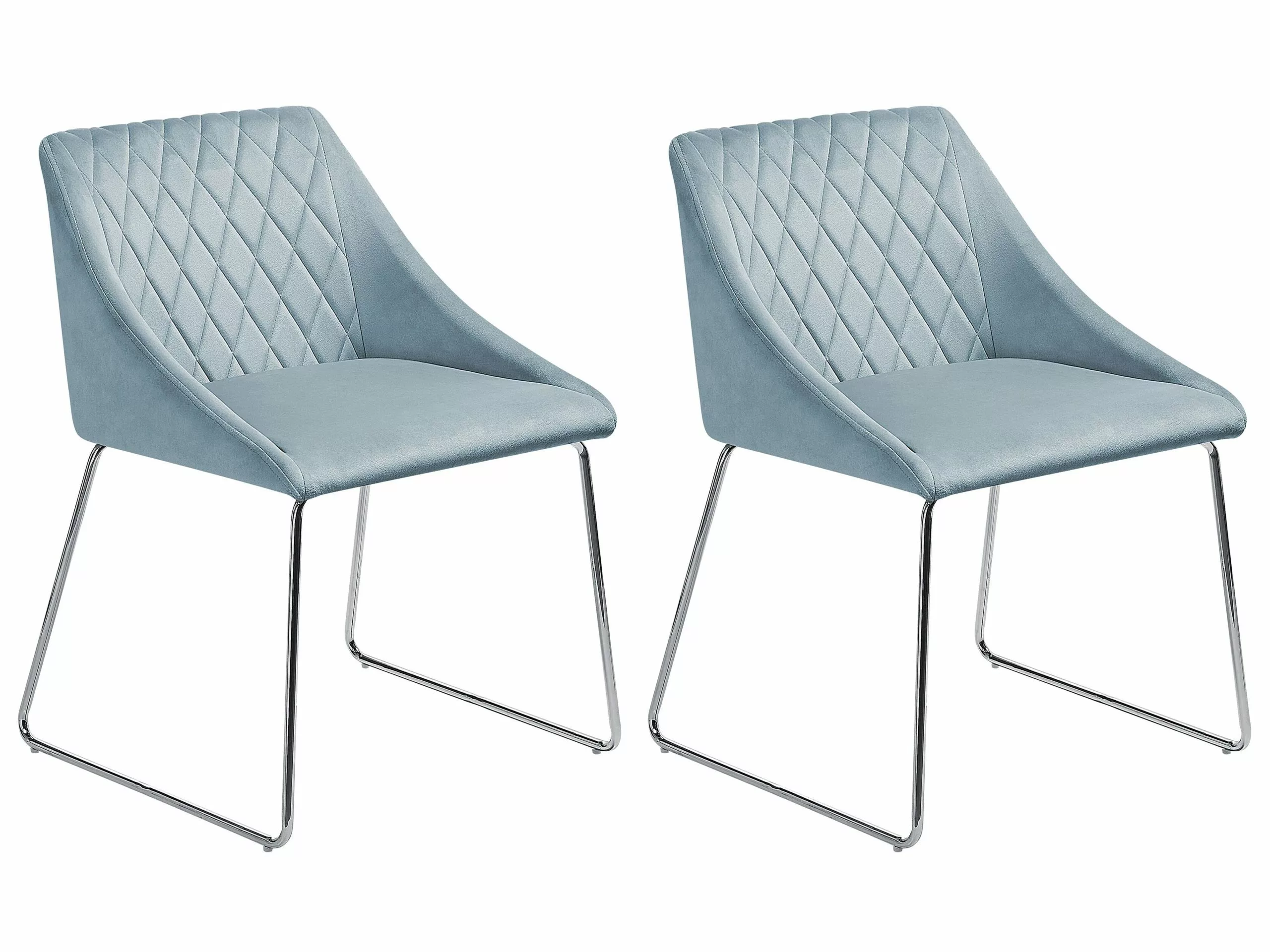 Beliani Eetkamerstoel Set Van 2 Fluweel Lichtblauw ARCATA