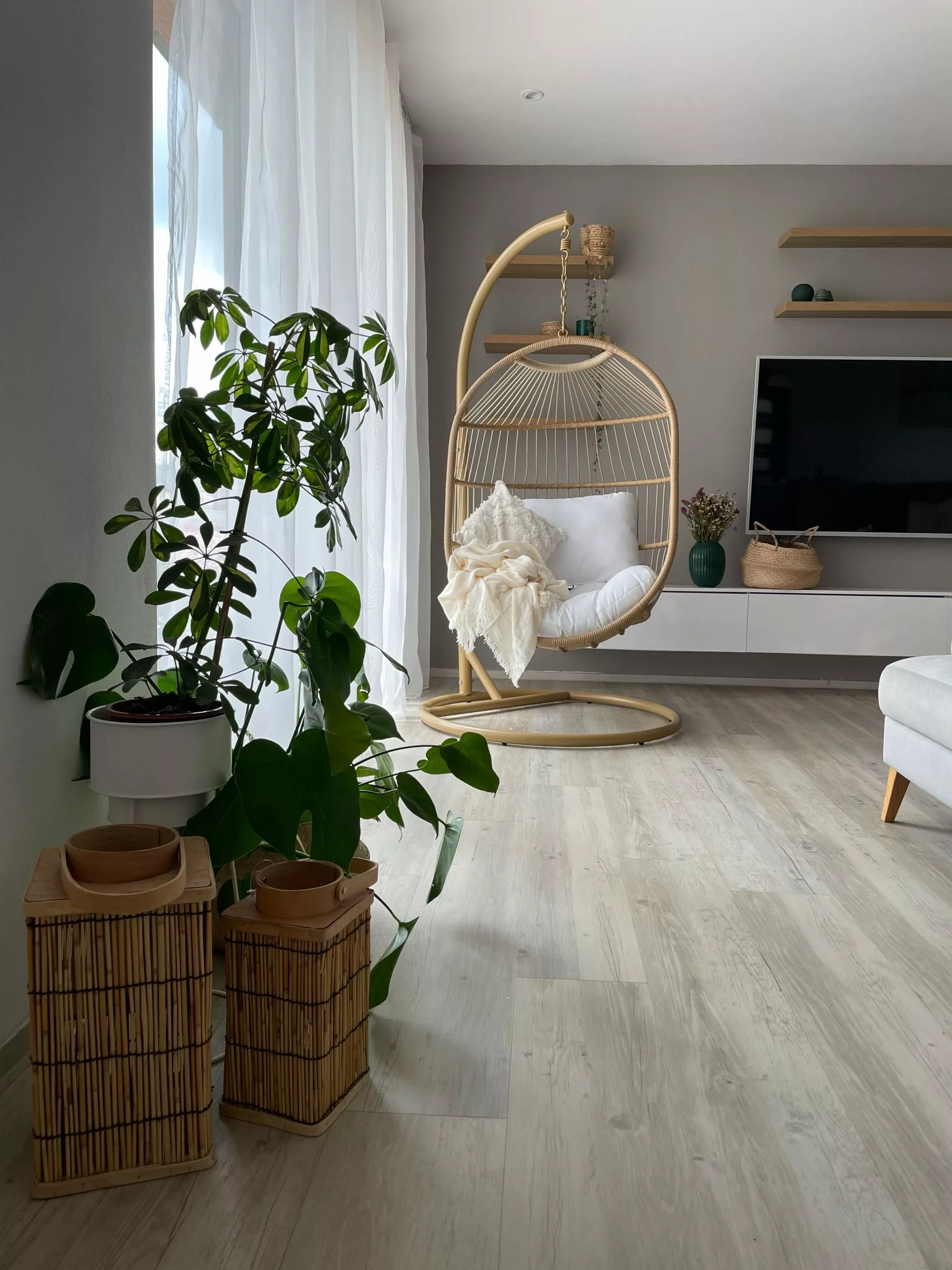 Beliani Hangstoel Met Standaard Rotan Natuurlijk ALBA 6 Beliani Hangstoel Met Standaard Rotan Natuurlijk ALBA - Afbeelding 4