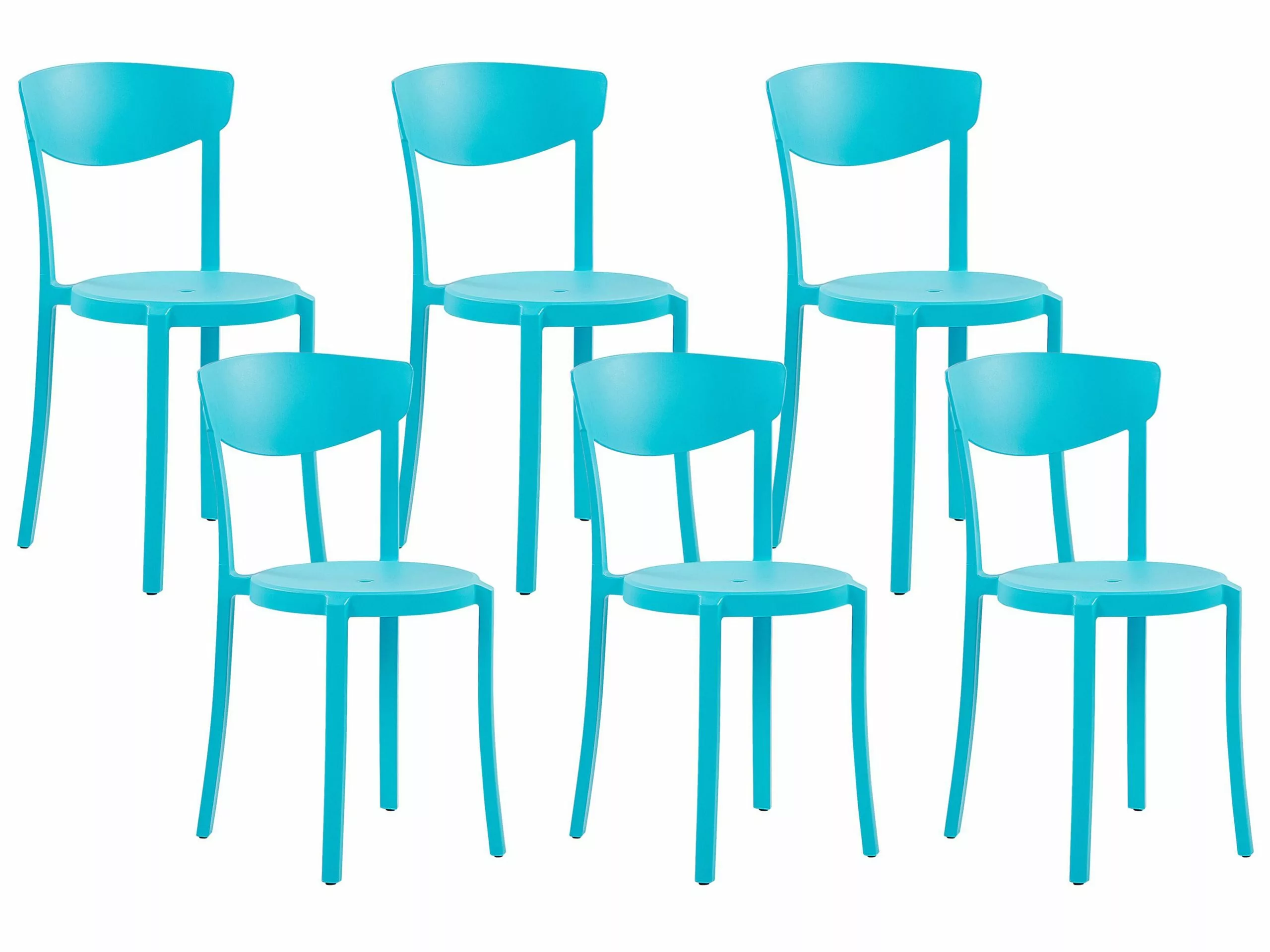Beliani Eetkamerstoel Set Van 6 Kunststof Blauw VIESTE