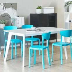 Beliani Eetkamerstoel Set Van 4 Kunststof Blauw VIESTE -Exporteren Stoelen Winkel undef src sa picid 809196 type whitesh image scaled