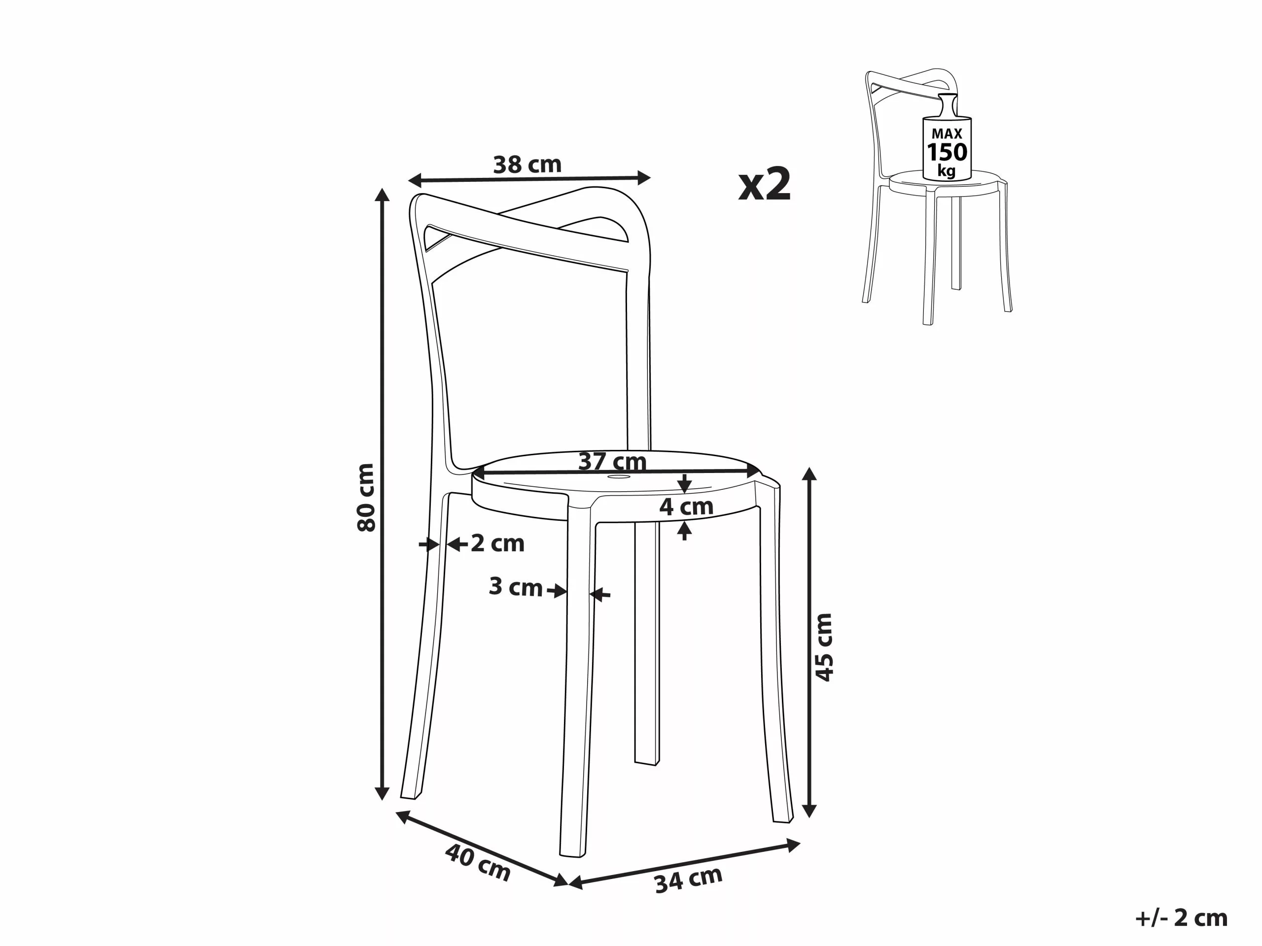 Beliani Eetkamerstoel Set Van 2 Kunststof Blauw CAMOGLI 12 Beliani Eetkamerstoel Set Van 2 Kunststof Blauw CAMOGLI - Afbeelding 10