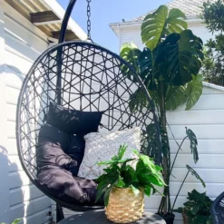 Beliani Hangstoel Rotan Zwart ALATRI -Exporteren Stoelen Winkel undef src sa picid 809460 type whitesh image scaled