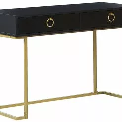 Beliani Sidetable Met 2 Laden Zwart/goud WESTPORT