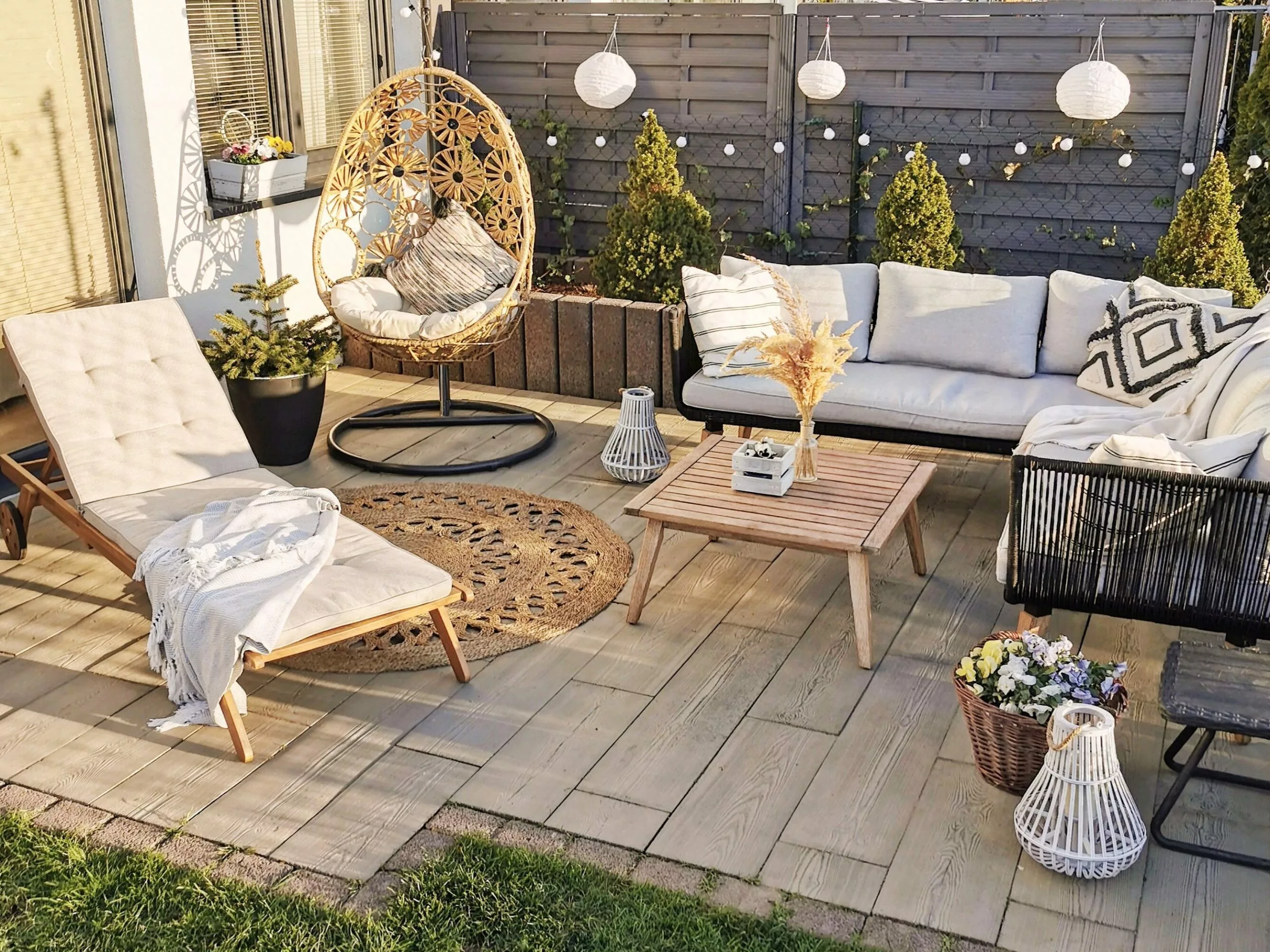 Beliani Ligstoel Acaciahout Beige CESANA - Afbeelding 3