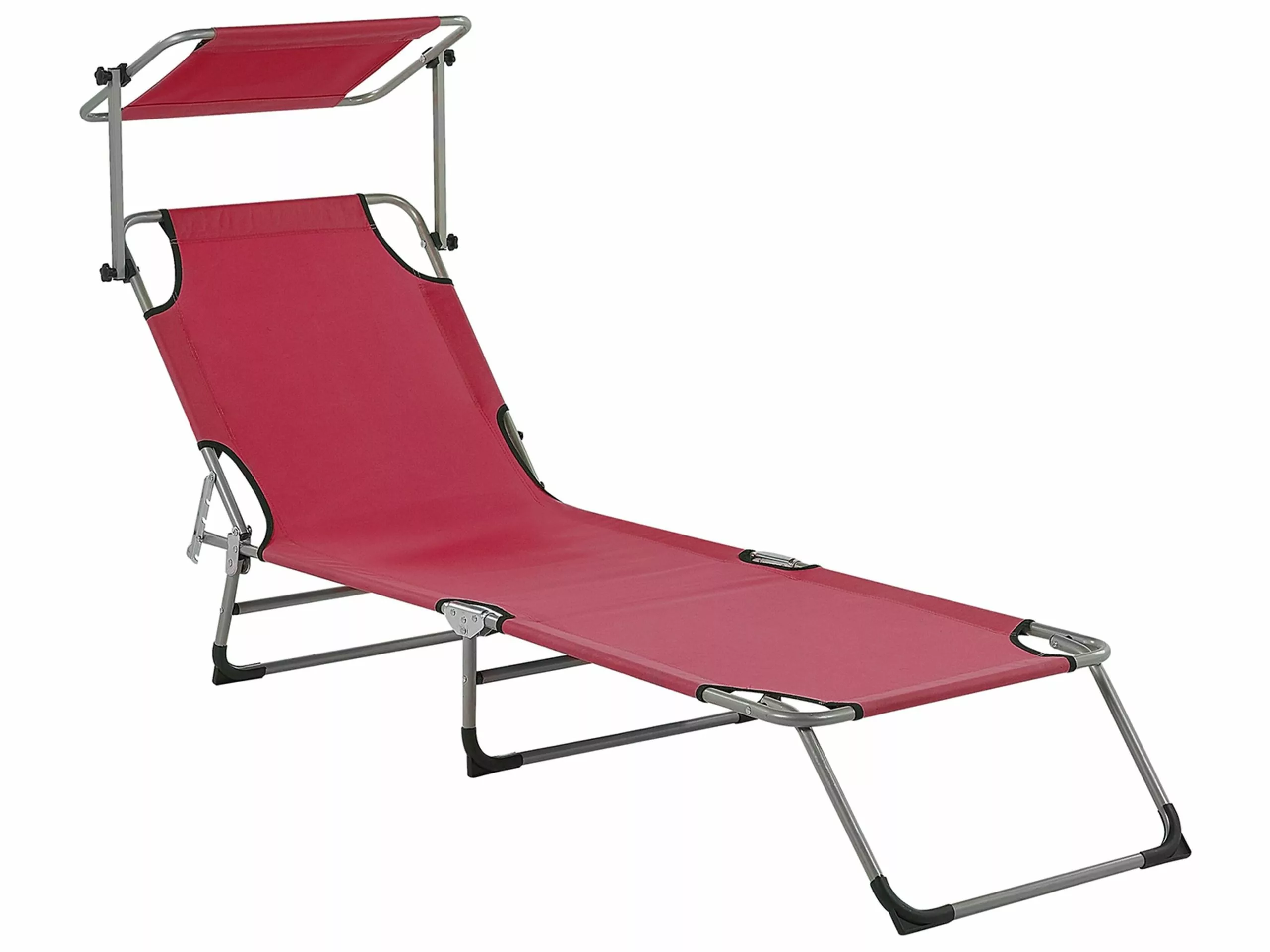 Beliani Ligstoel Verstelbaar Staal Bordeauxrood FOLIGNO