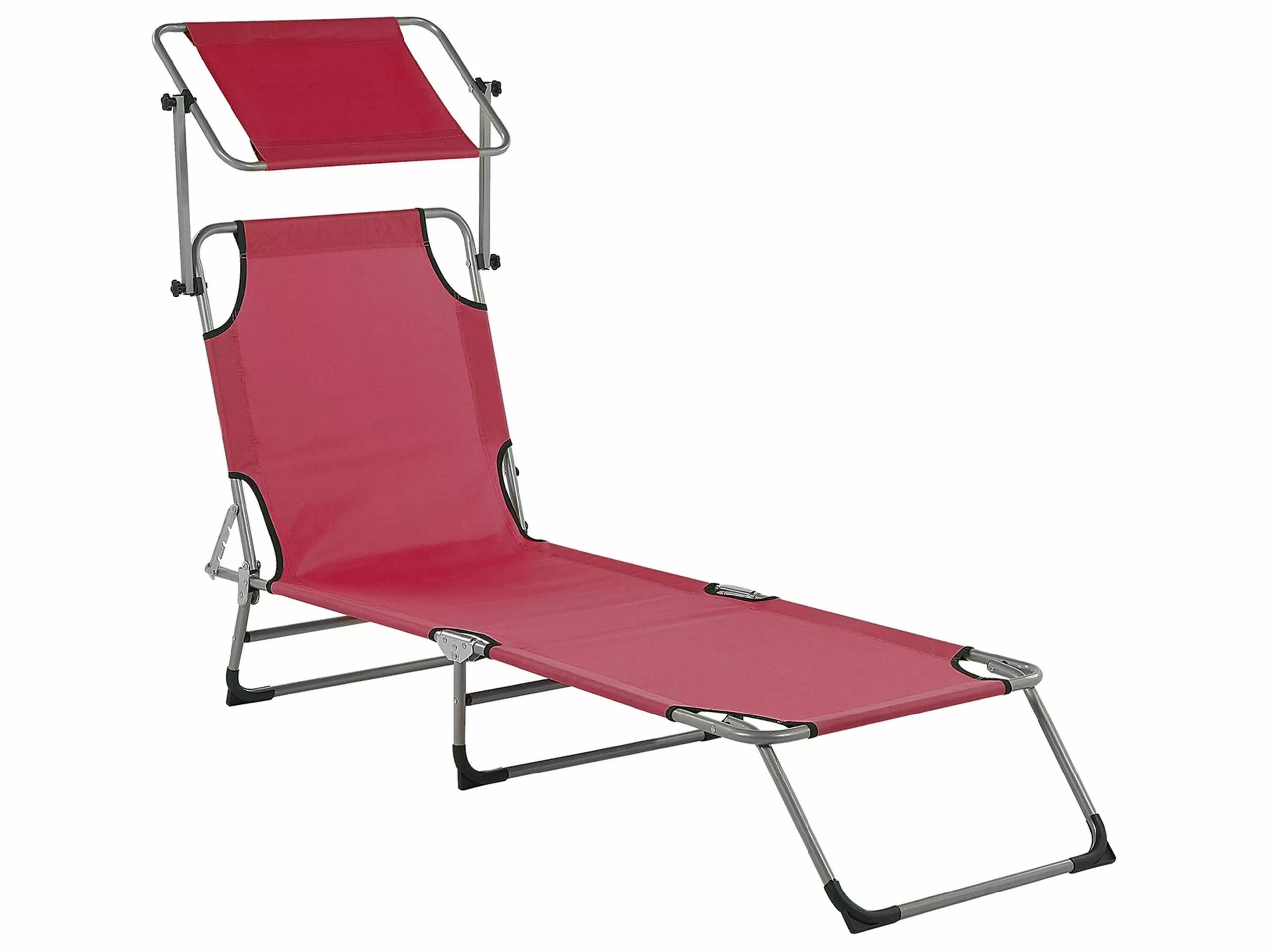 Beliani Ligstoel Verstelbaar Staal Bordeauxrood FOLIGNO - Afbeelding 5