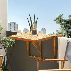 Beliani Balkontafel Hangbaar Verstelbaar Acaciahout Lichtbruin 60 X 40 Cm UDINE -Exporteren Stoelen Winkel undef src sa picid 810080 type color image scaled