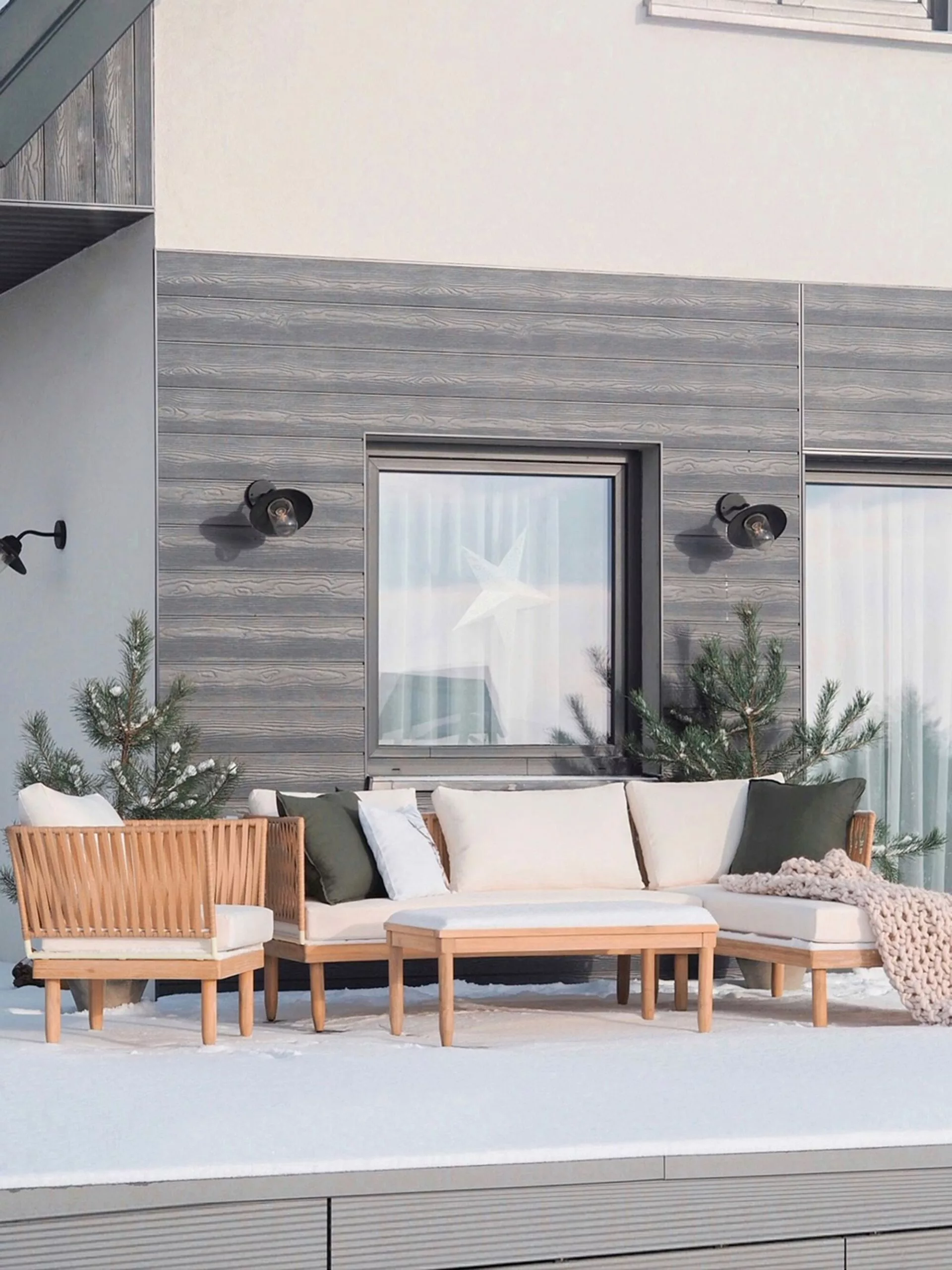 Beliani Loungeset 4-zits Acaciahout Crème CREMONA - Afbeelding 3