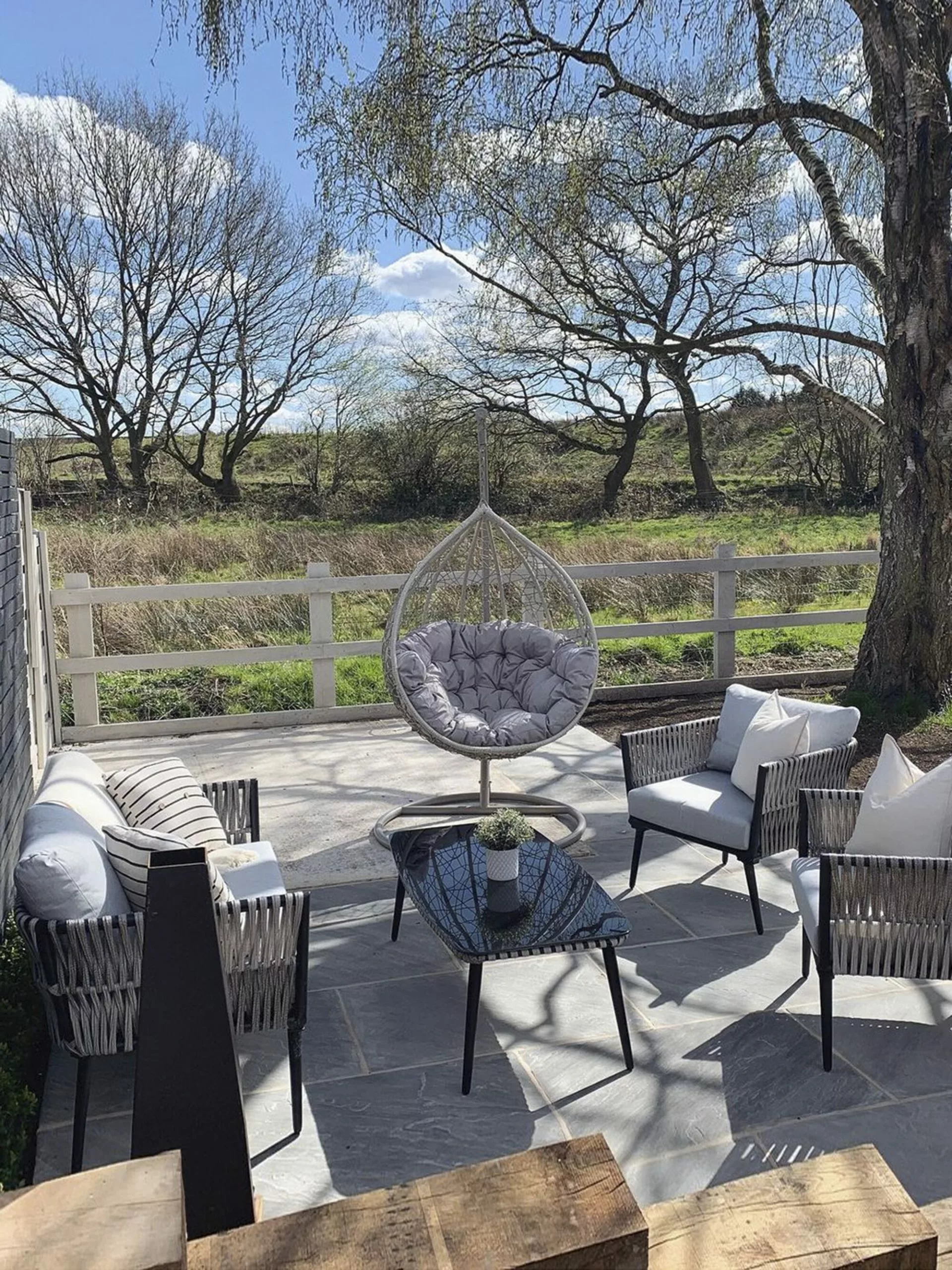 Beliani Loungeset 4-zits Rotan Grijs/zwart PREVEZA - Afbeelding 6