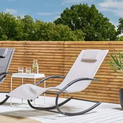 Beliani Ligstoel Schommel Staal/textiel Beige CARANO II -Exporteren Stoelen Winkel undef src sa picid 812643 type color image scaled