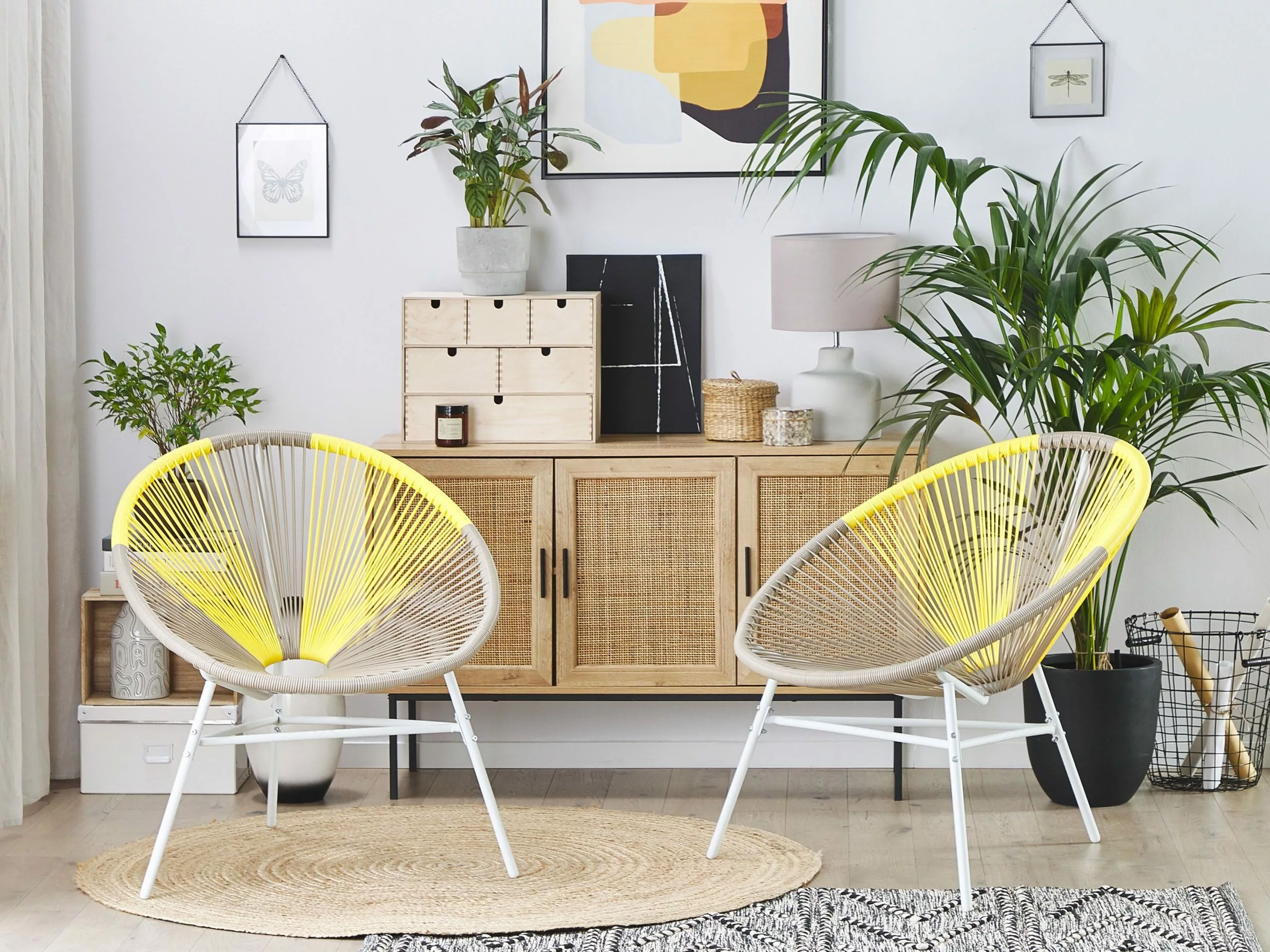 Beliani Stoel Set Van 2 Rotan Beige/geel ACAPULCO - Afbeelding 3