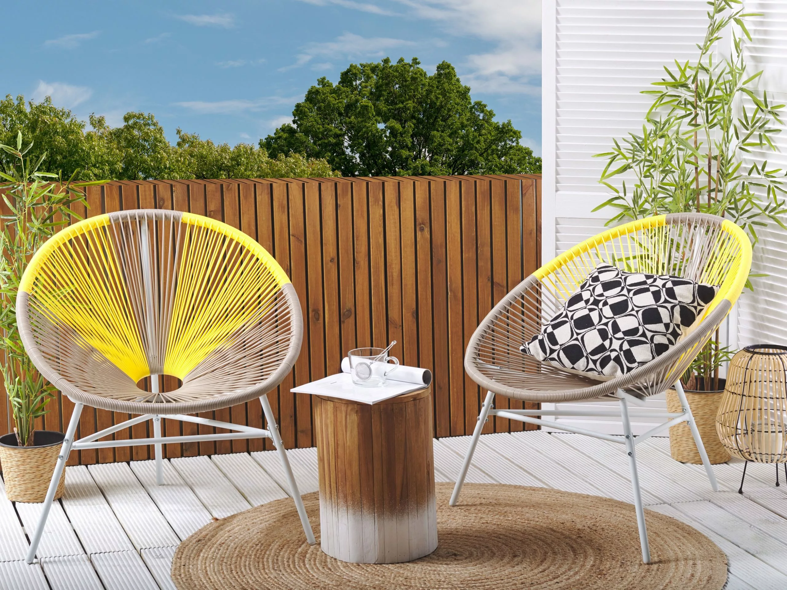 Beliani Stoel Set Van 2 Rotan Beige/geel ACAPULCO - Afbeelding 4