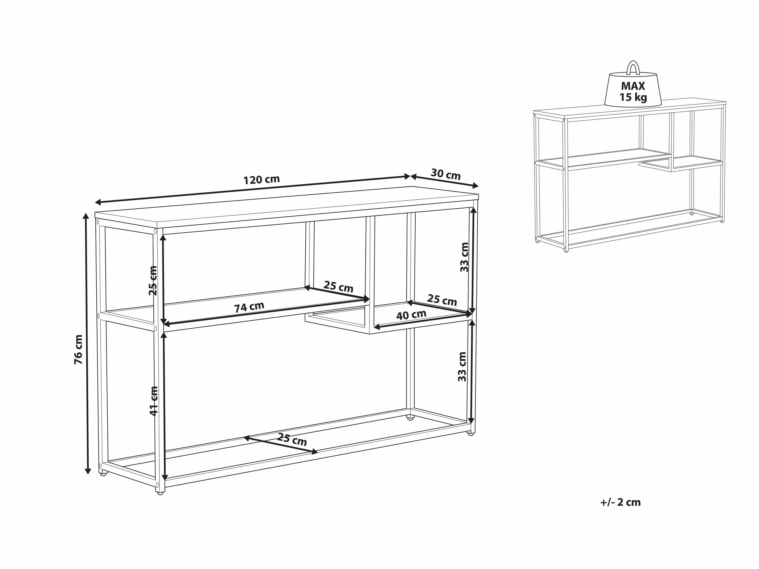 Beliani Sidetable Donkerbruin/zwart BELMONT - Afbeelding 7