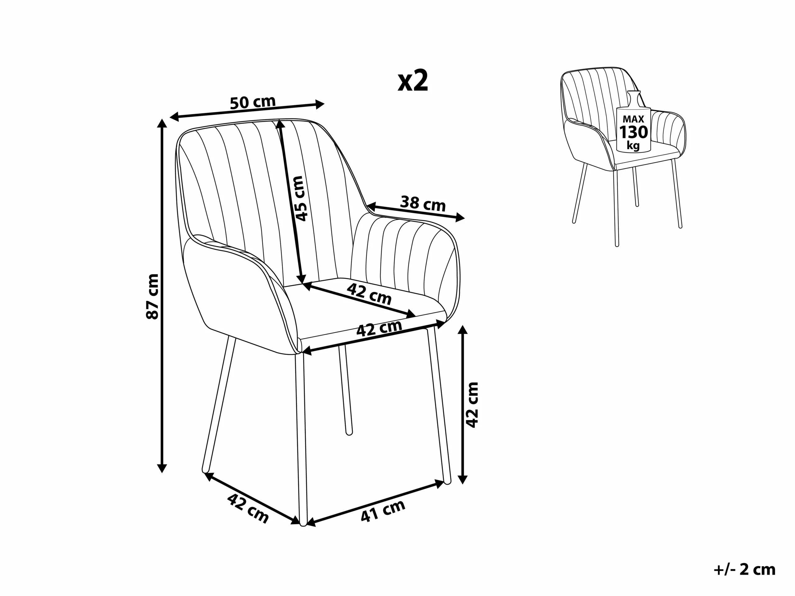 Beliani Eetkamerstoel Set Van 2 Fluweel Smaragdgroen WELLSTON - Afbeelding 9
