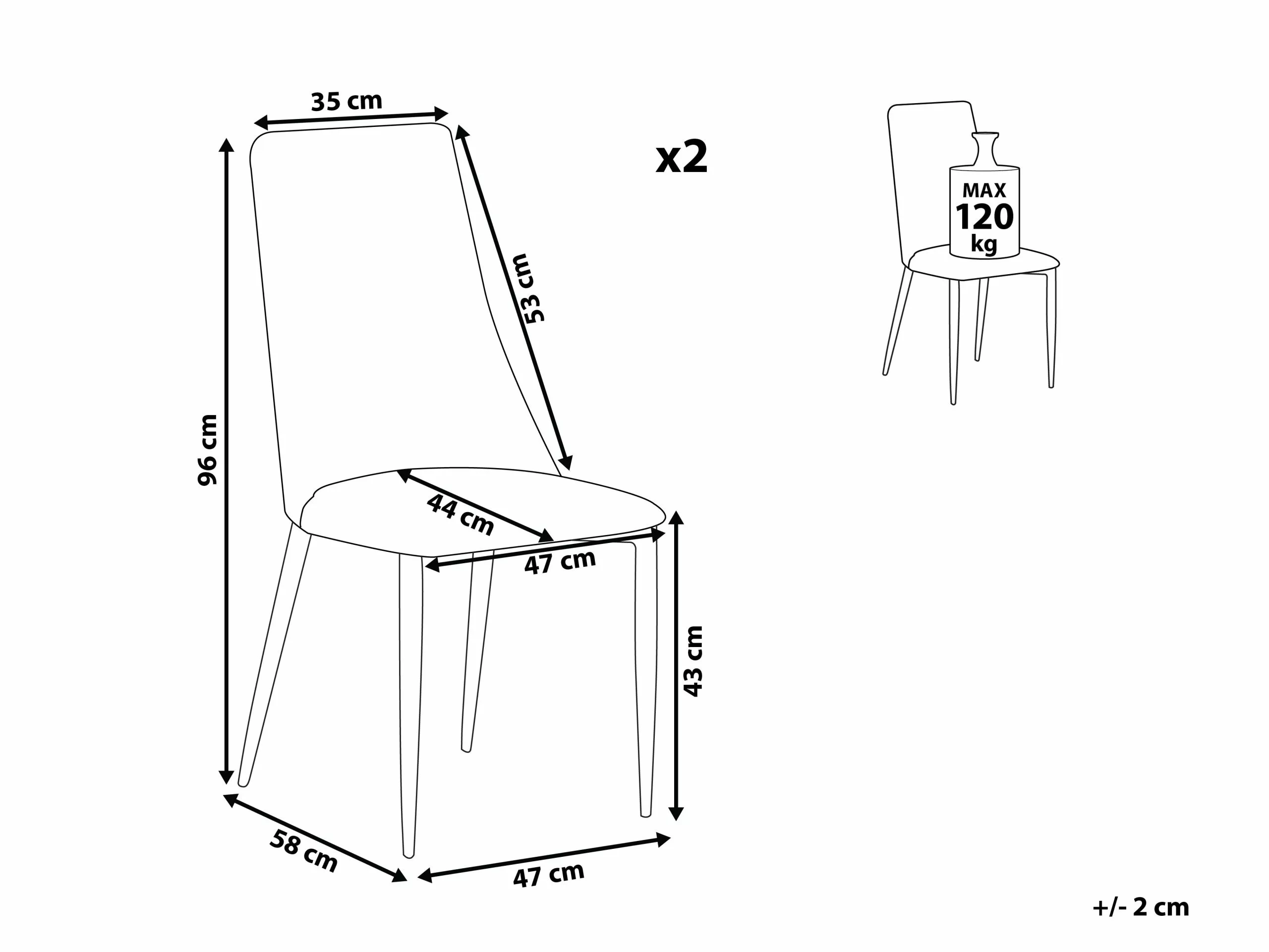 Beliani Eetkamerstoel Set Van 2 Fluweel Grijs CLAYTON - Afbeelding 8