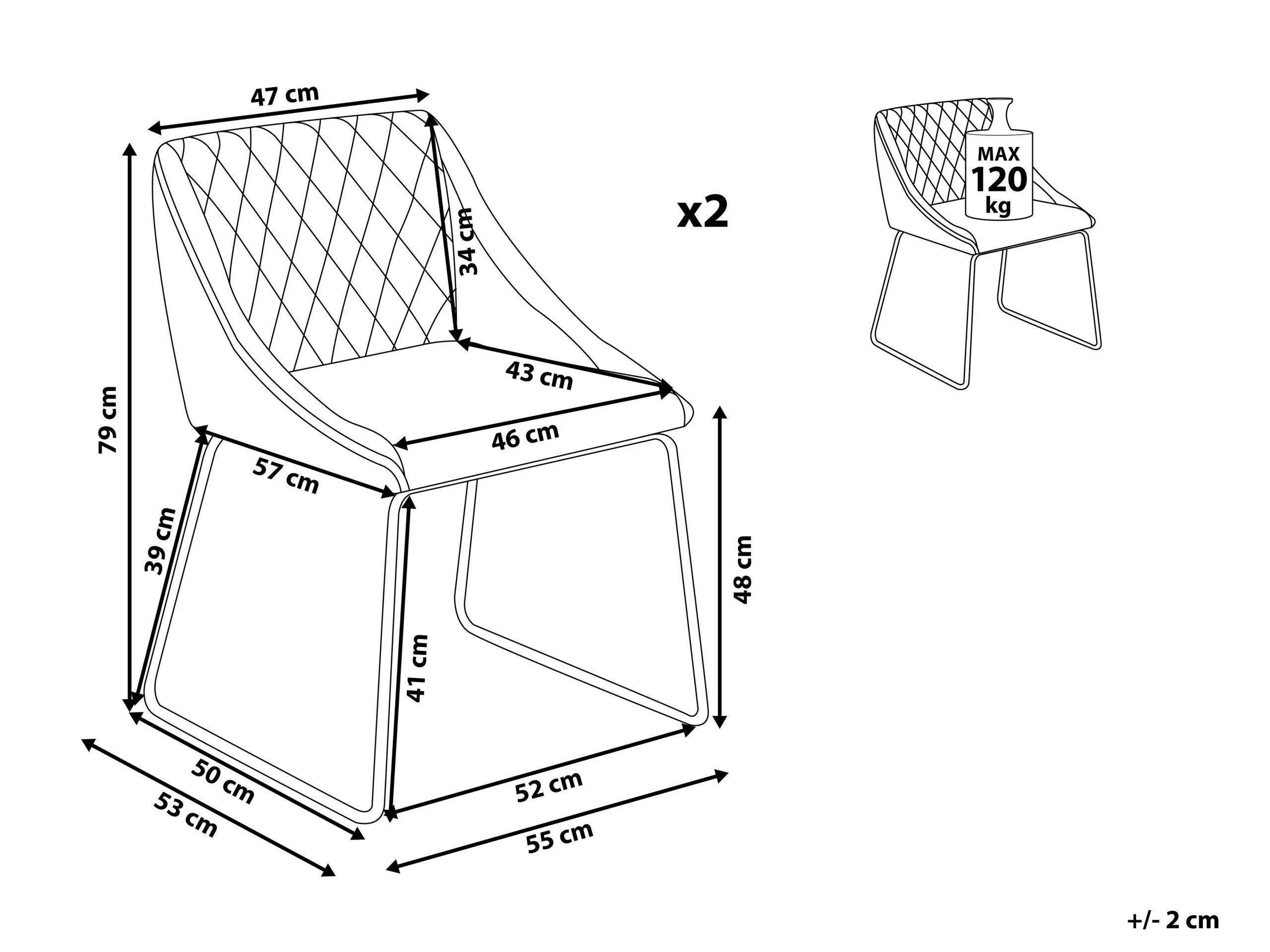 Beliani Eetkamerstoel Set Van 2 Fluweel Lichtblauw ARCATA - Afbeelding 10