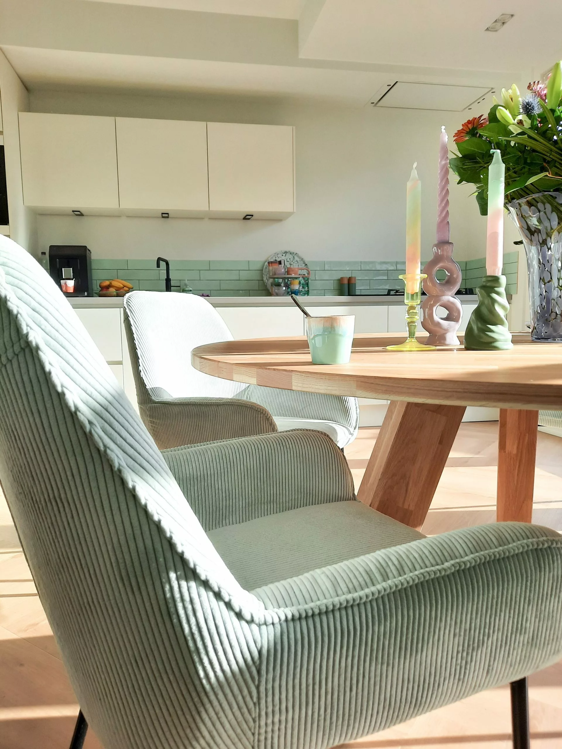 Beliani Eetkamerstoel Set Van 2 Corduroy Mintgroen LOVERNA - Afbeelding 5