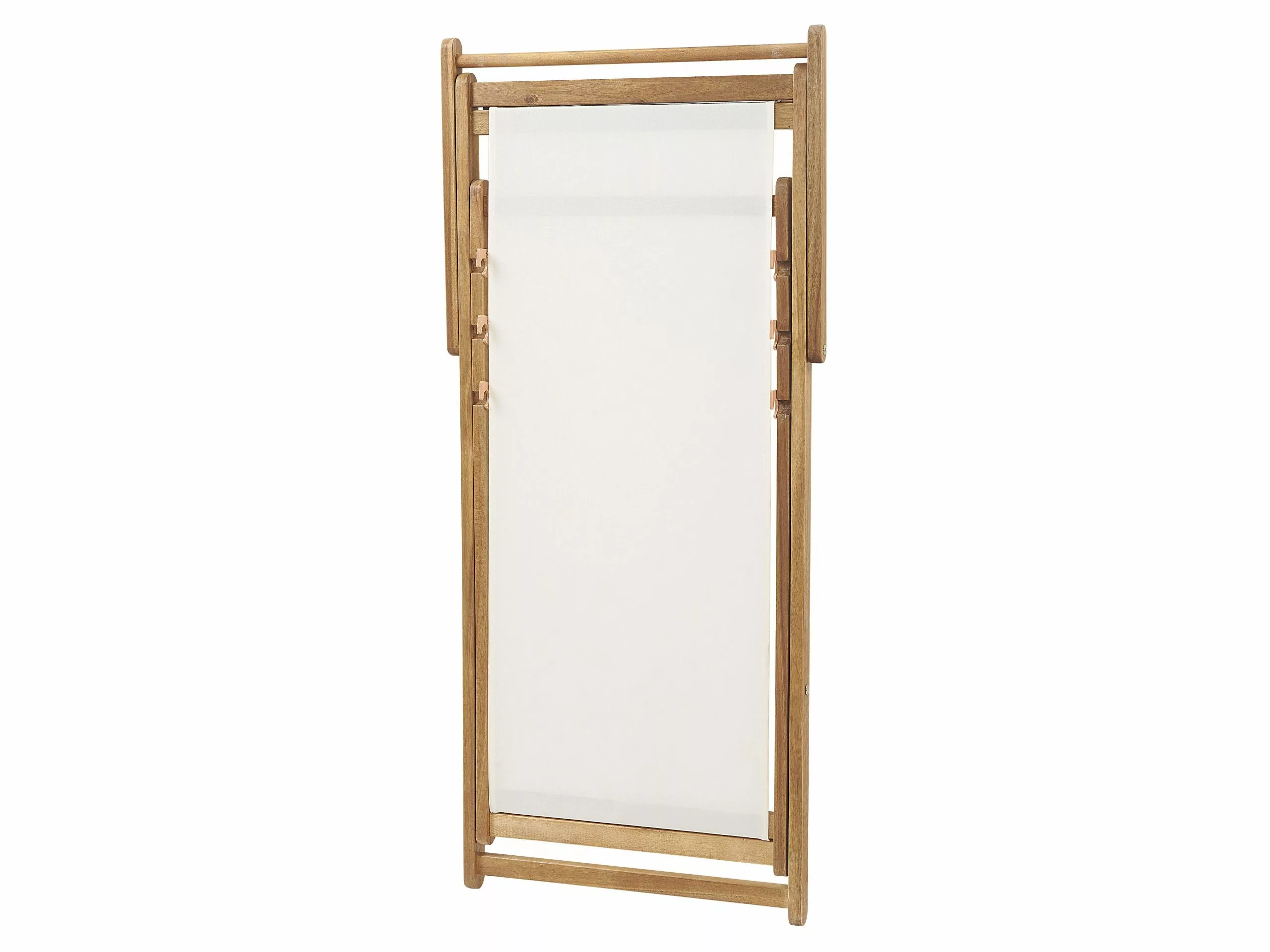 Beliani Ligstoel Set Van 2 Acaciahout Stof Lichthout/kamille ANZIO - Afbeelding 6