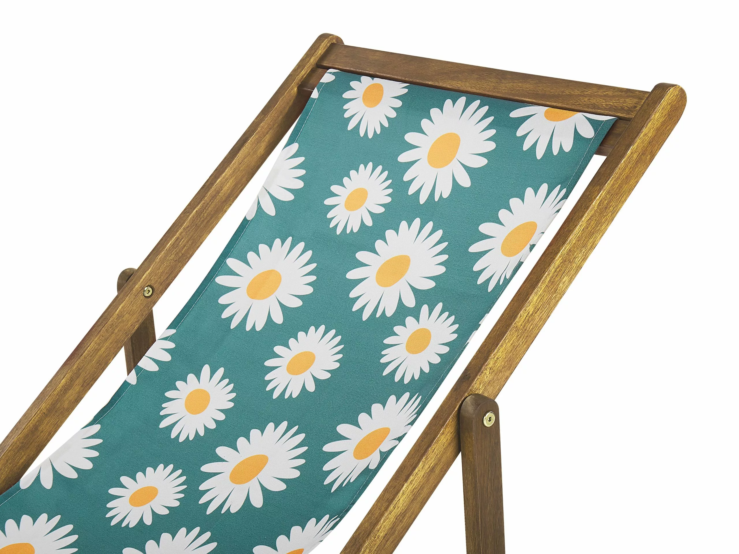 Beliani Ligstoel Set Van 2 Acaciahout Stof Lichthout/kamille ANZIO - Afbeelding 4