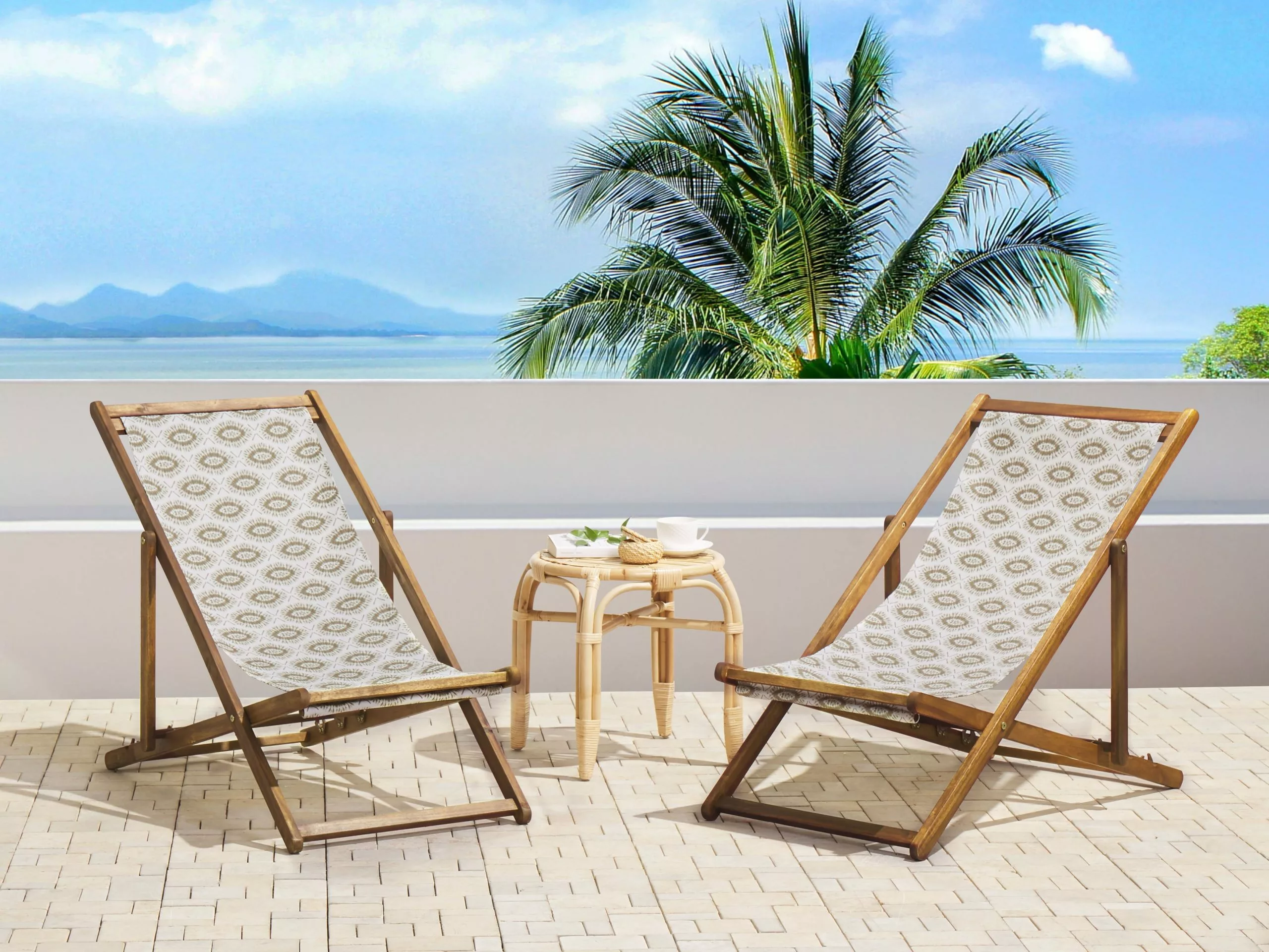 Beliani Ligstoel Set Van 2 Lichthout Beige ANZIO 4 Beliani Ligstoel Set Van 2 Lichthout Beige ANZIO - Afbeelding 2