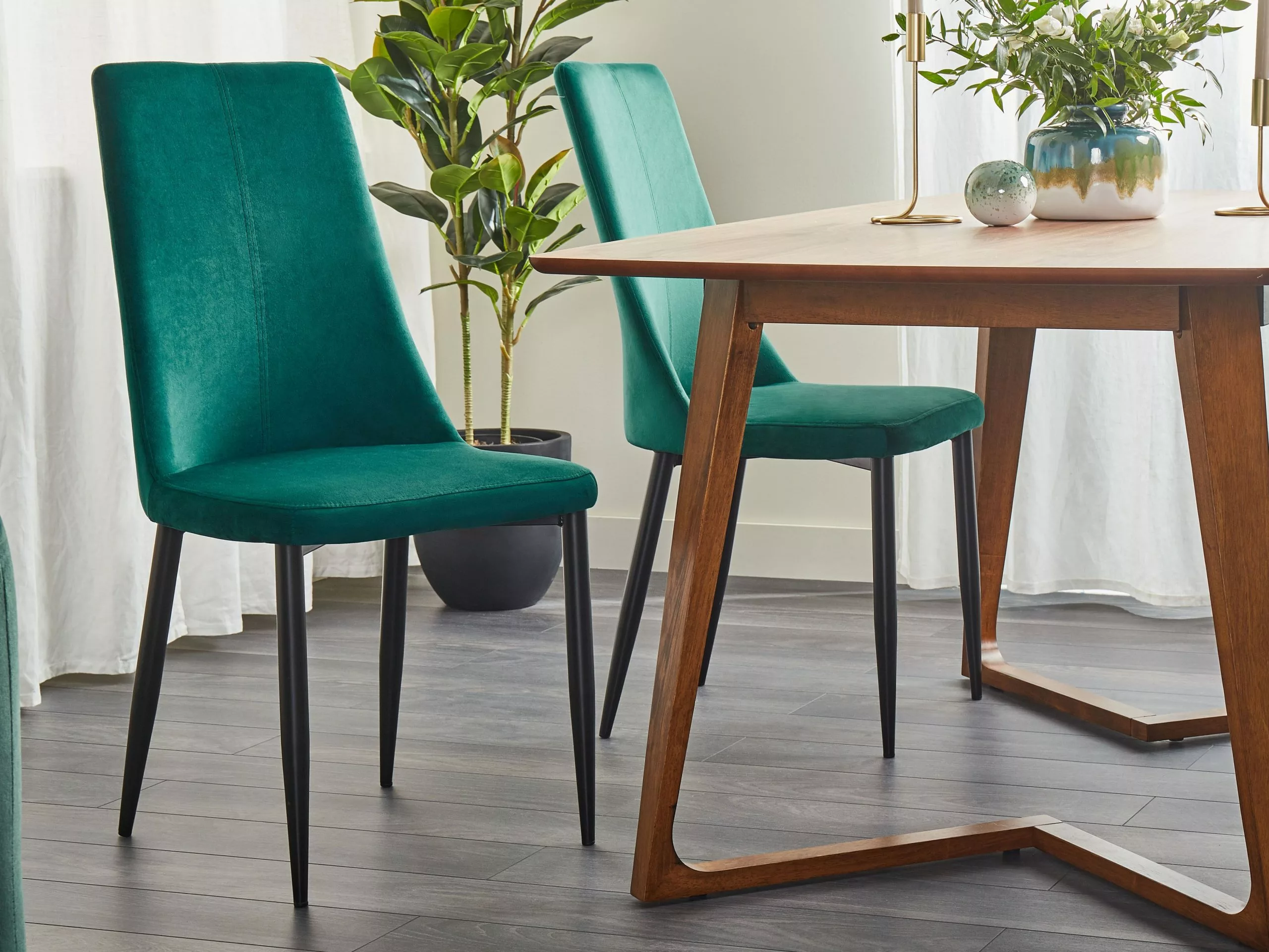 Beliani Eetkamerstoel Set Van 2 Fluweel Groen CLAYTON 6 Beliani Eetkamerstoel Set Van 2 Fluweel Groen CLAYTON - Afbeelding 4