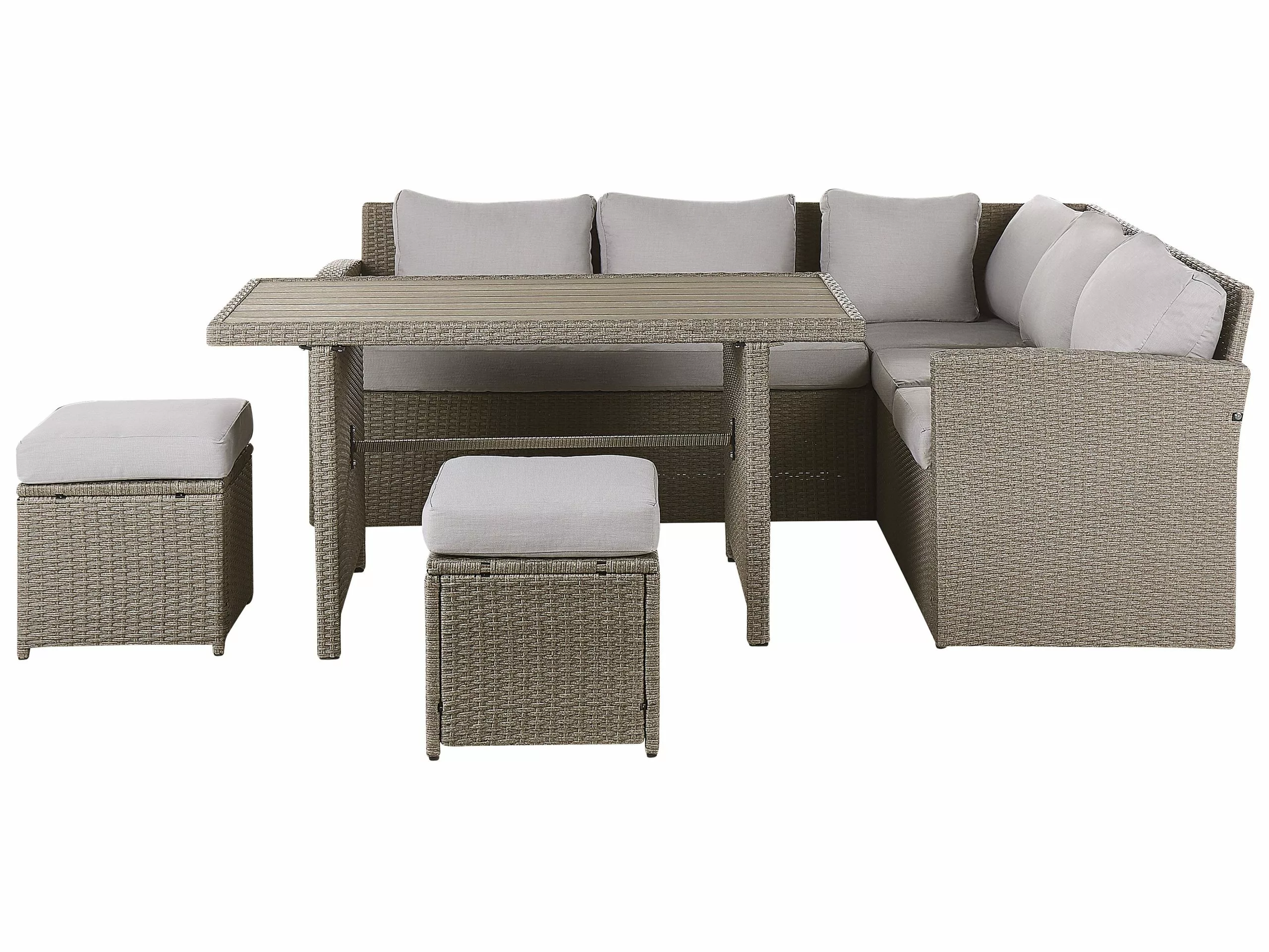 Beliani Loungeset 5-ztis Rotan Taupe/grijs BARDI